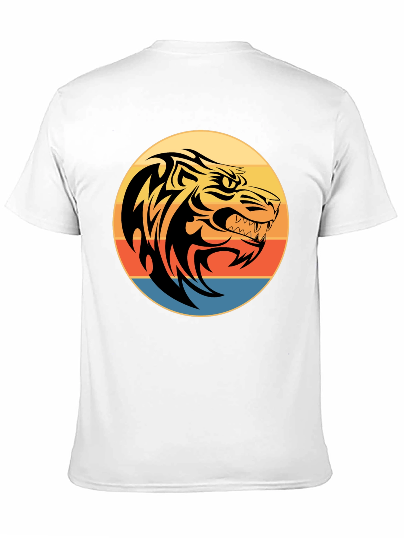 Tribal Tiger Graphic Print Black T-Shirt
