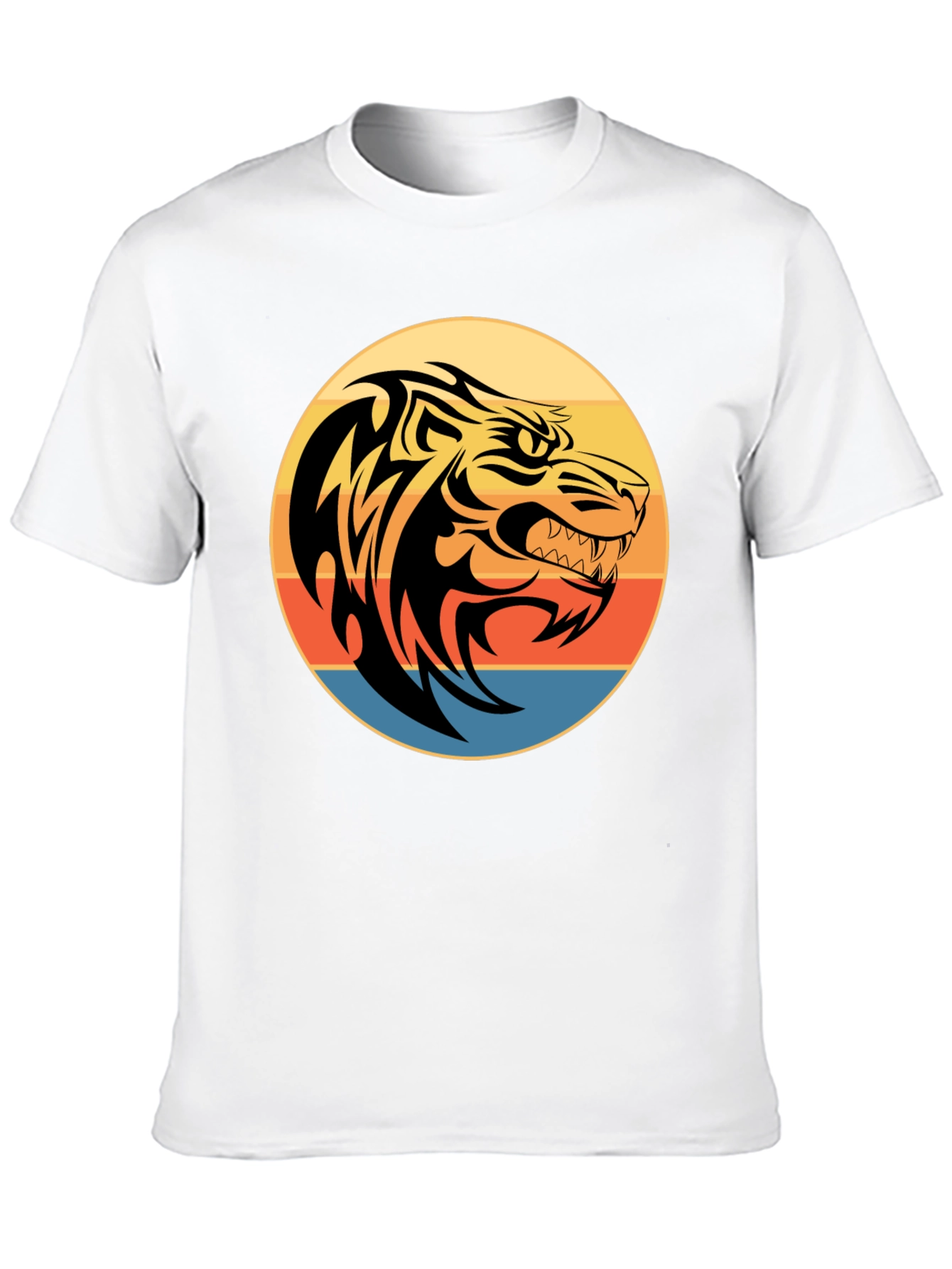 Tribal Tiger Graphic Print Black T-Shirt