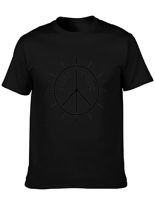 Peace OClock Graphic Tee - Black Cotton T-Shirt