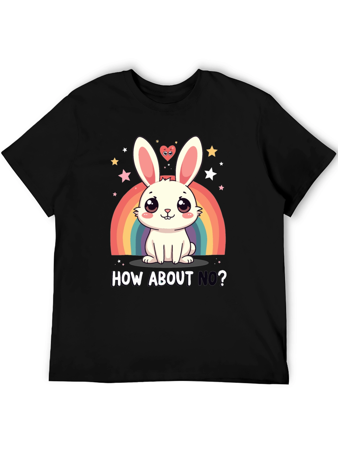 Cute Bunny Rainbow How About No? Graphic Tee
