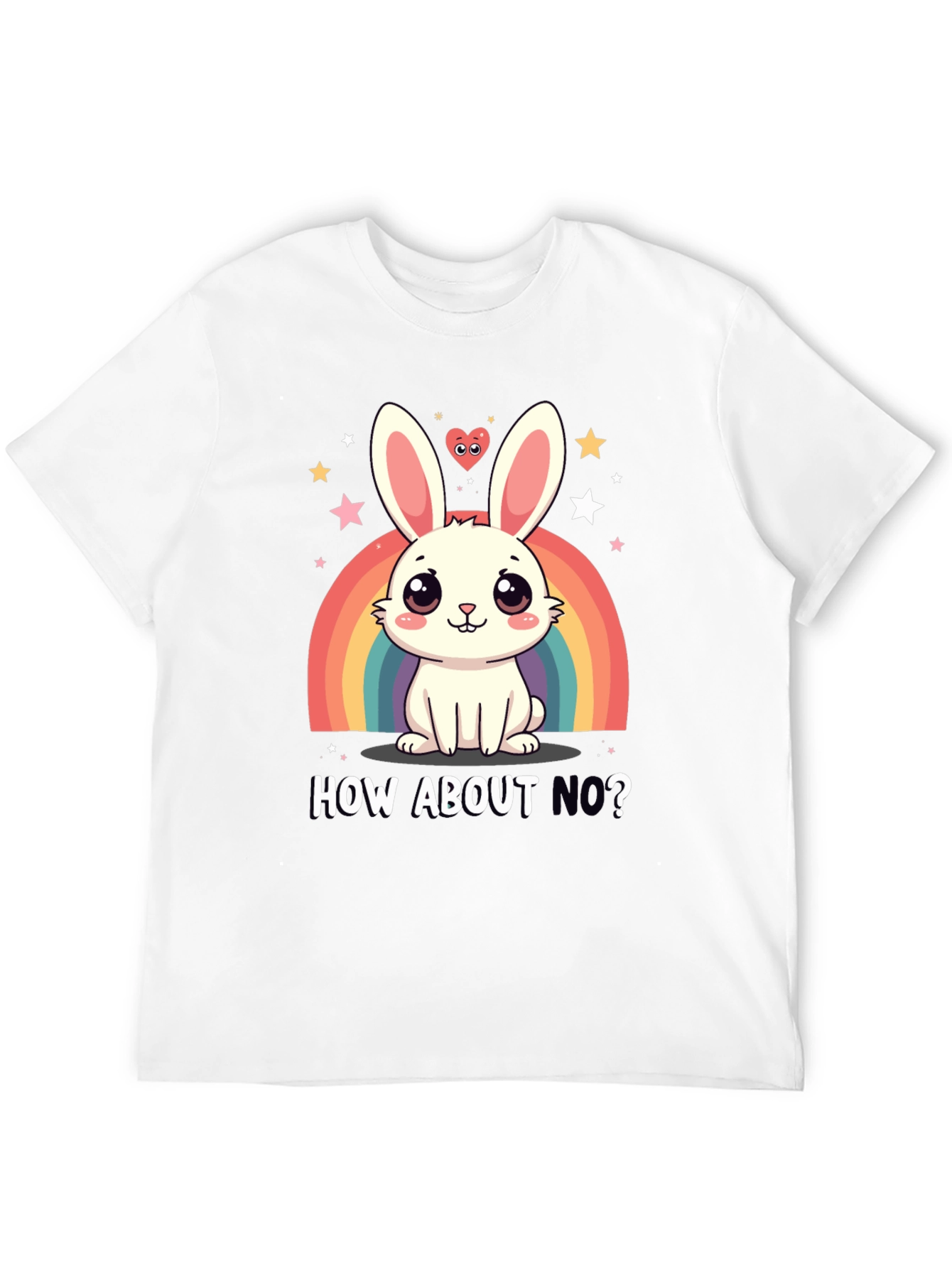 Cute Bunny Rainbow How About No? Graphic Tee