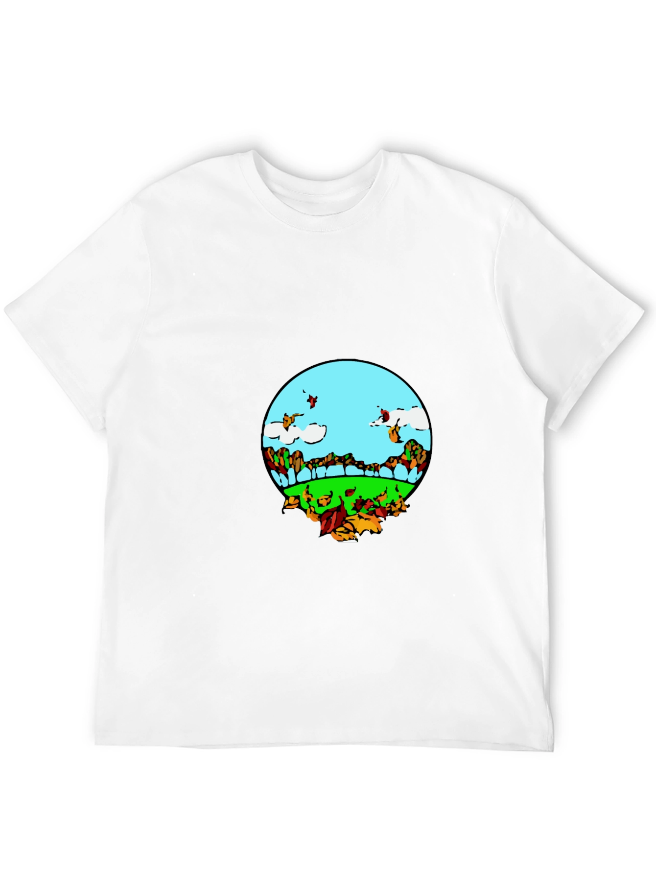 Nature Scene Graphic Tee - Black Casual T-Shirt