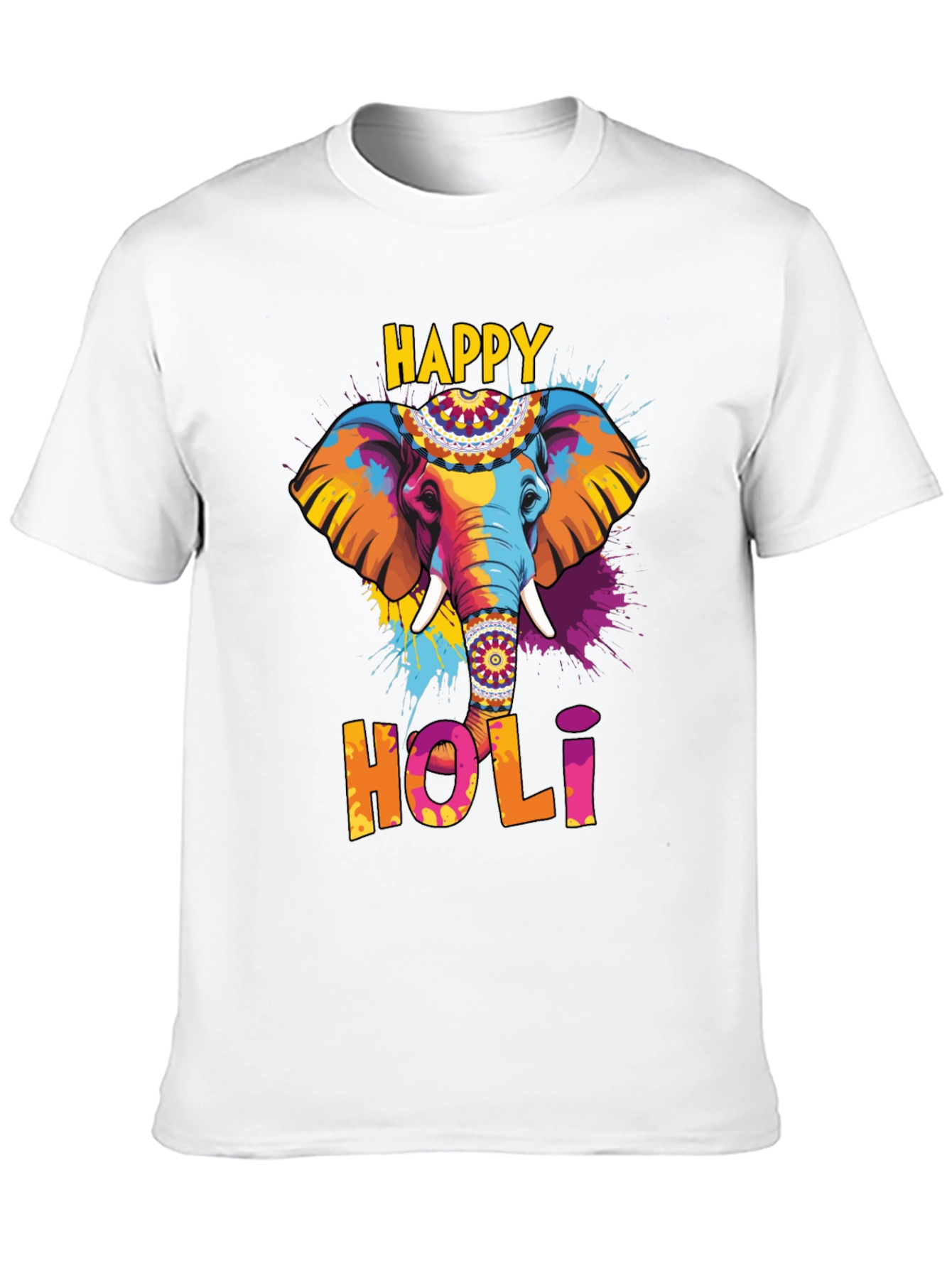 Happy Holi Elephant Graphic T-Shirt