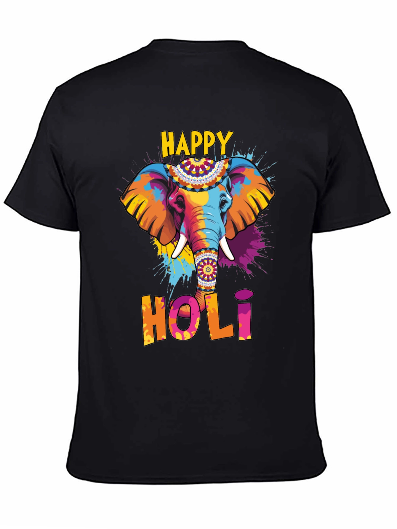 Happy Holi Elephant Graphic T-Shirt