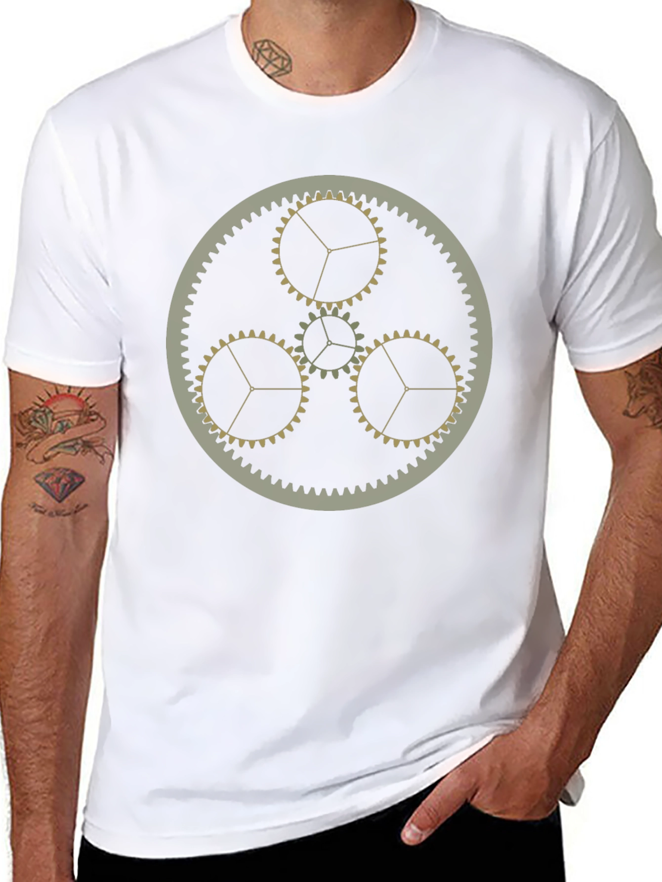 Steampunk Gears Graphic T-Shirt - Black