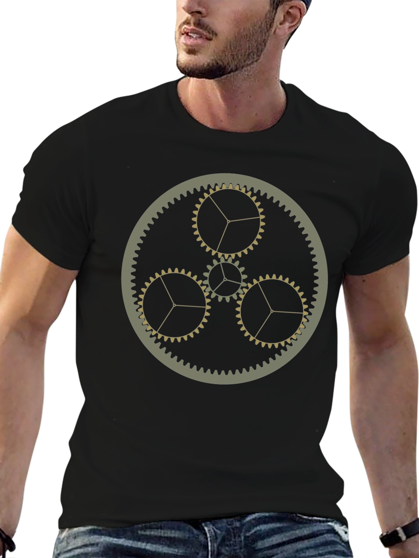 Steampunk Gears Graphic T-Shirt - Black