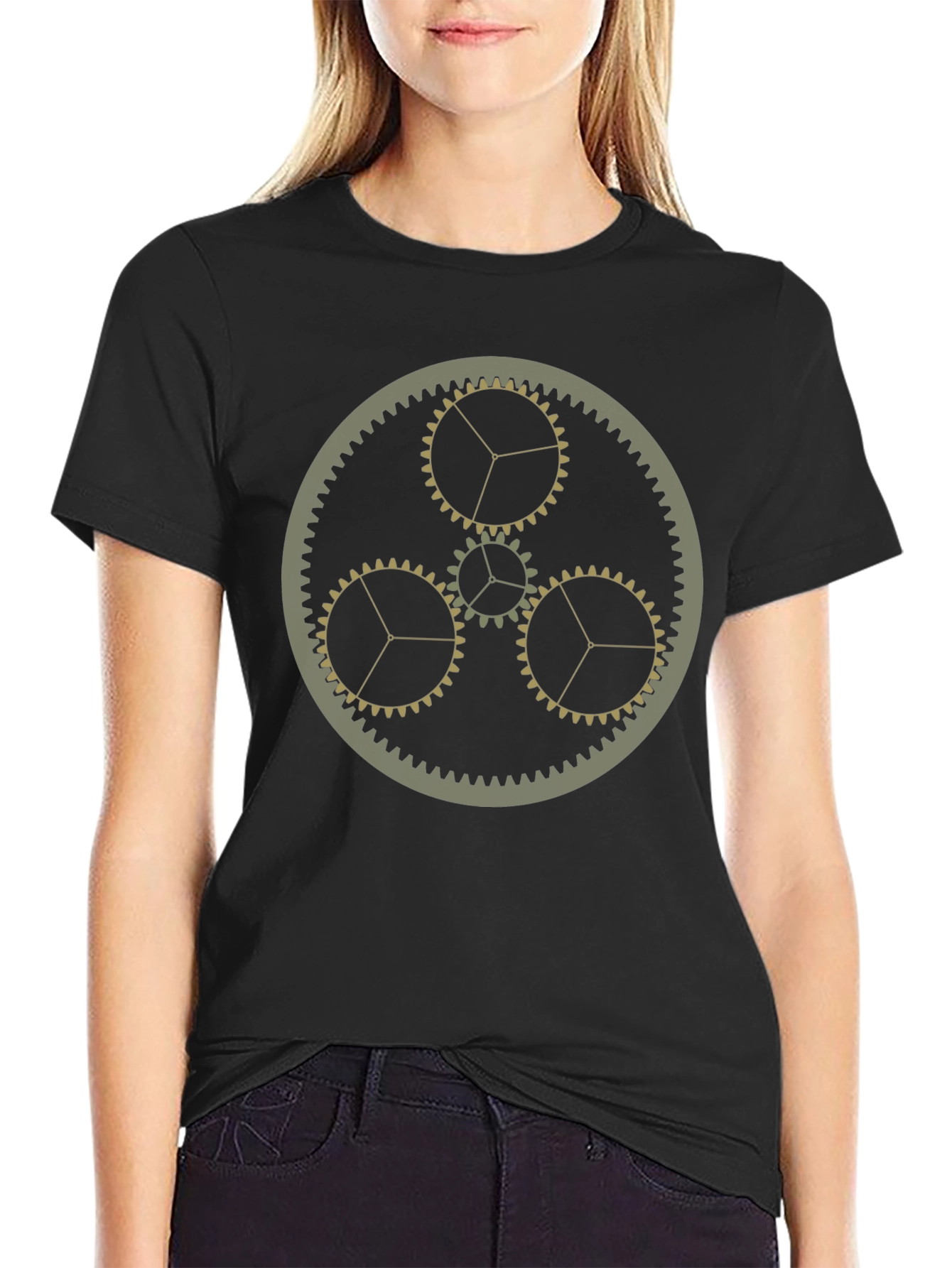 Steampunk Gears Graphic T-Shirt - Black