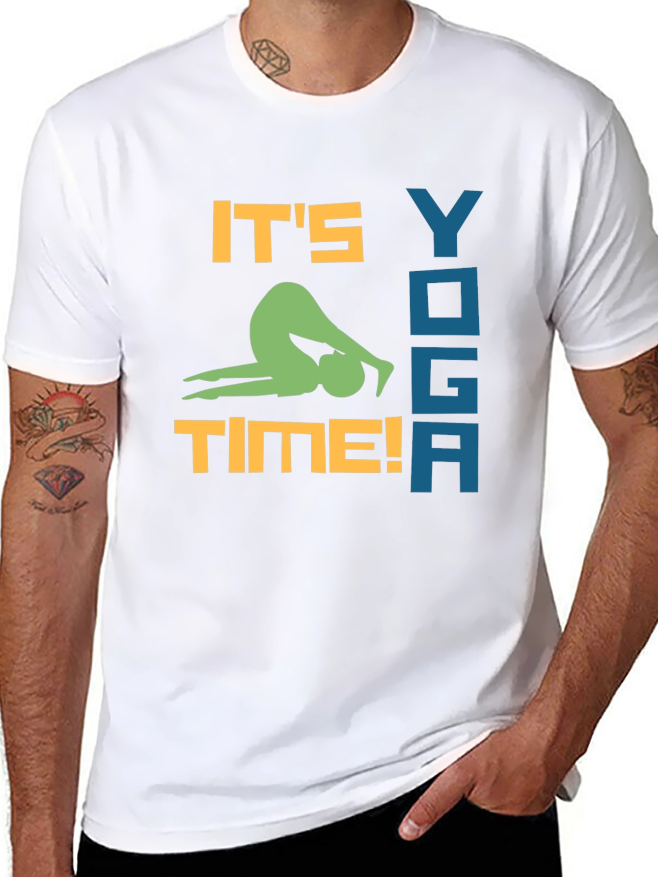 Yoga Time Black Graphic Tee for Men