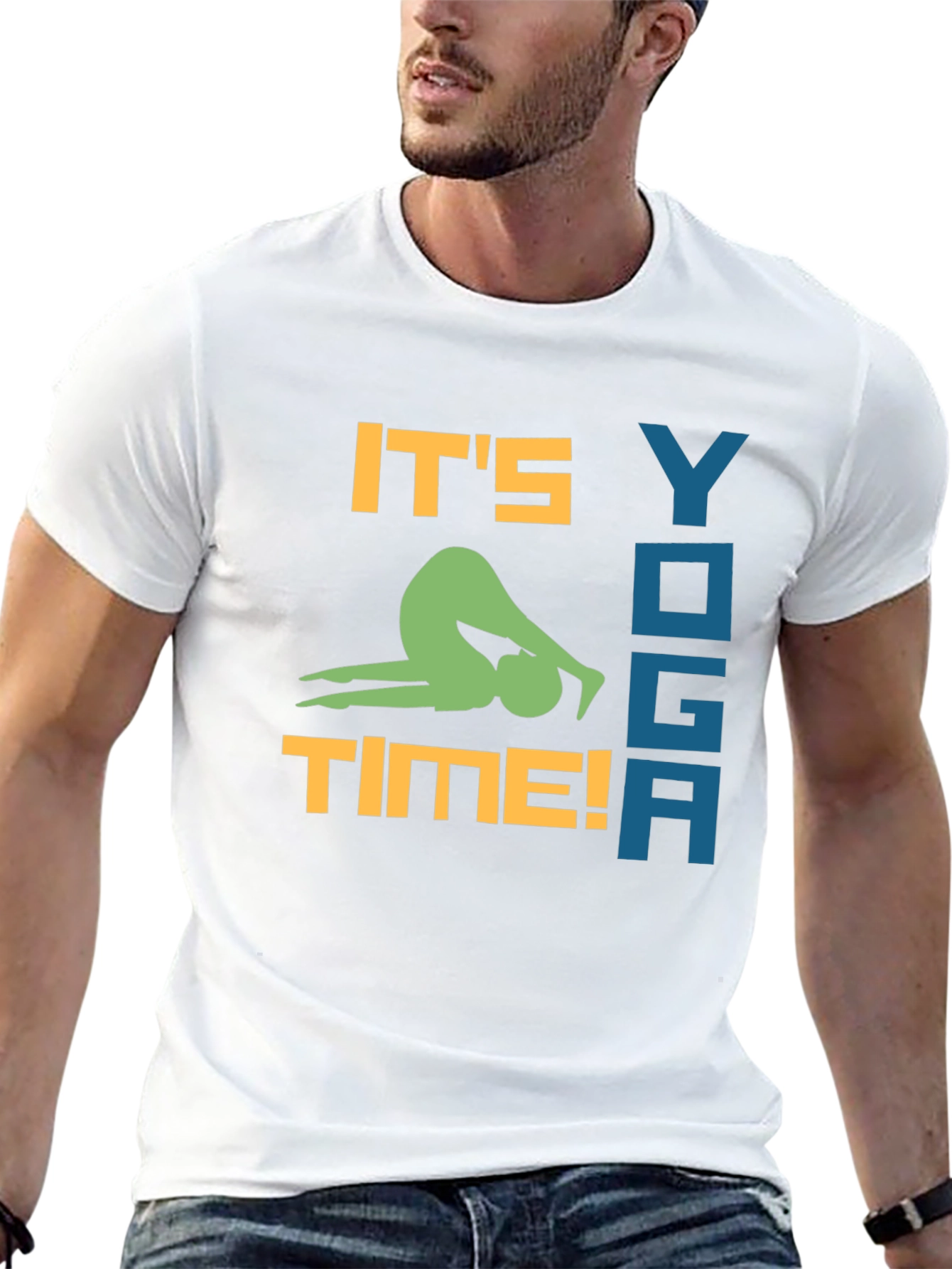 Yoga Time Black Graphic Tee for Men