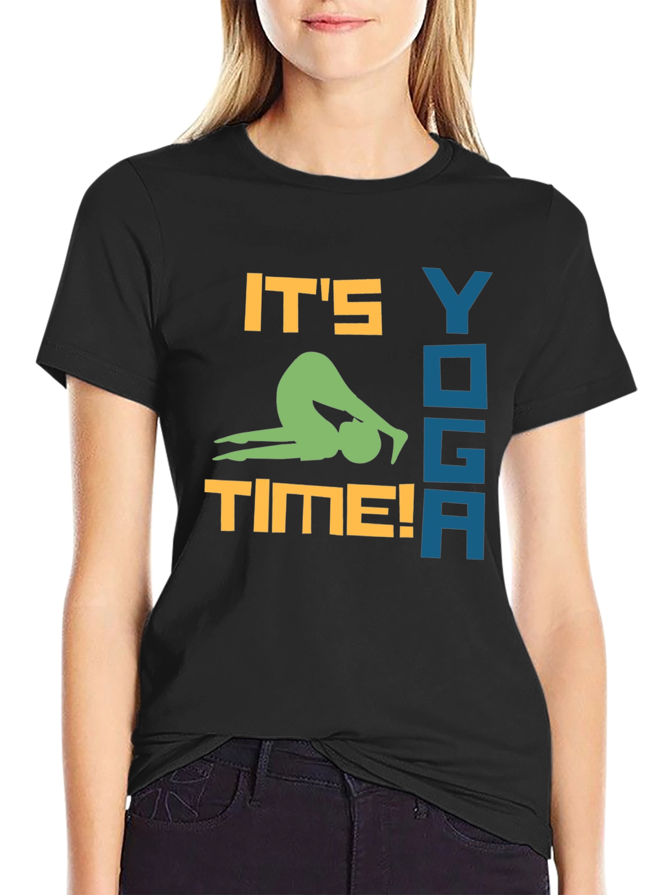 Yoga Time Black Graphic Tee for Men