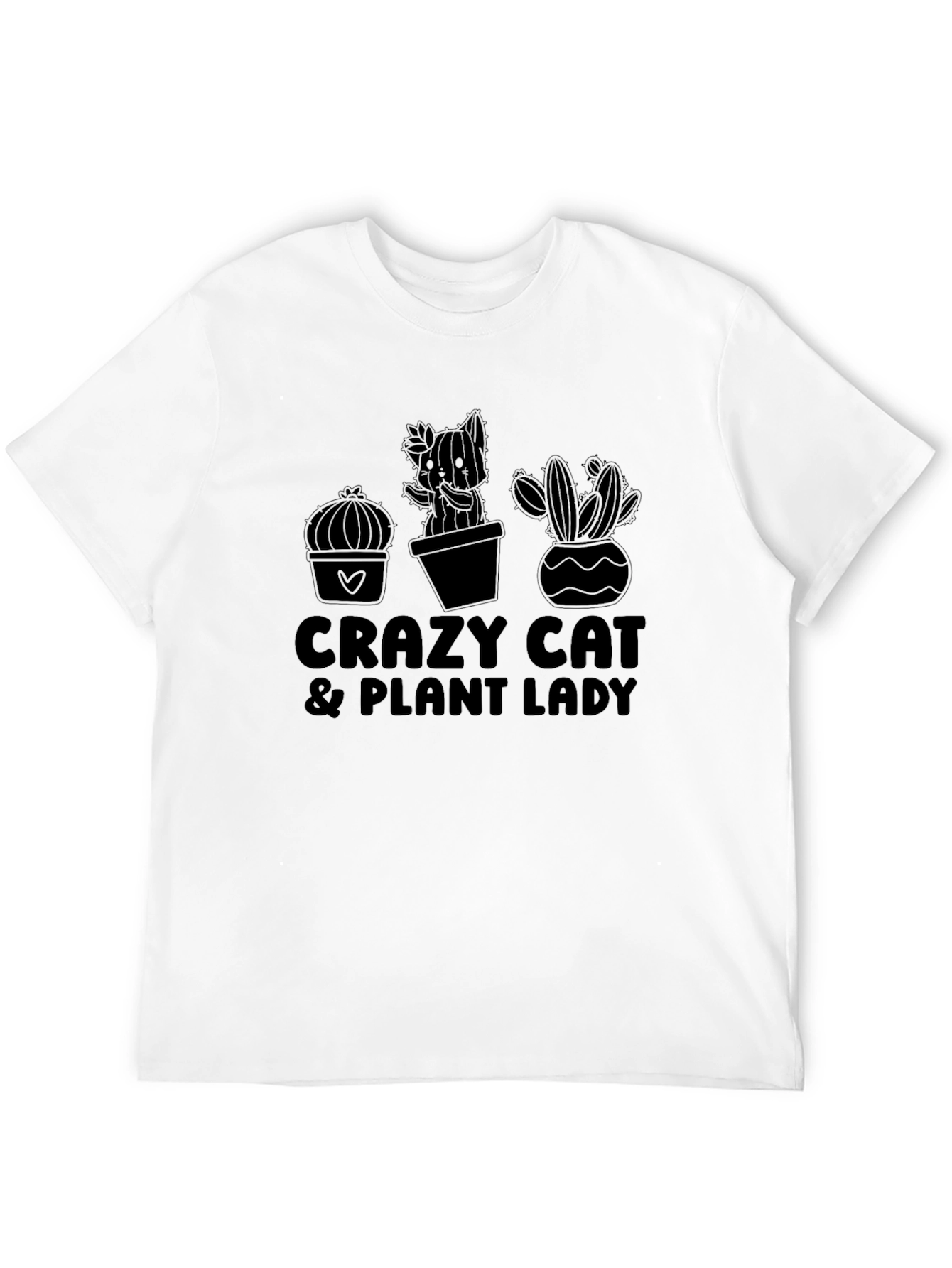 Crazy Cat & Plant Lady Black Graphic Tee