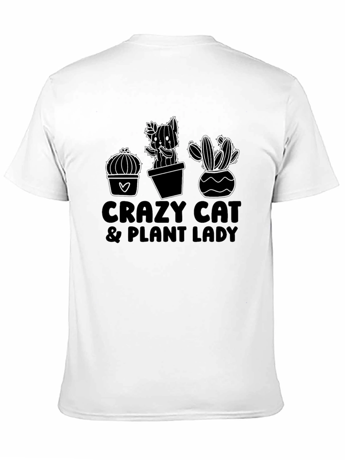 Crazy Cat & Plant Lady Black Graphic Tee