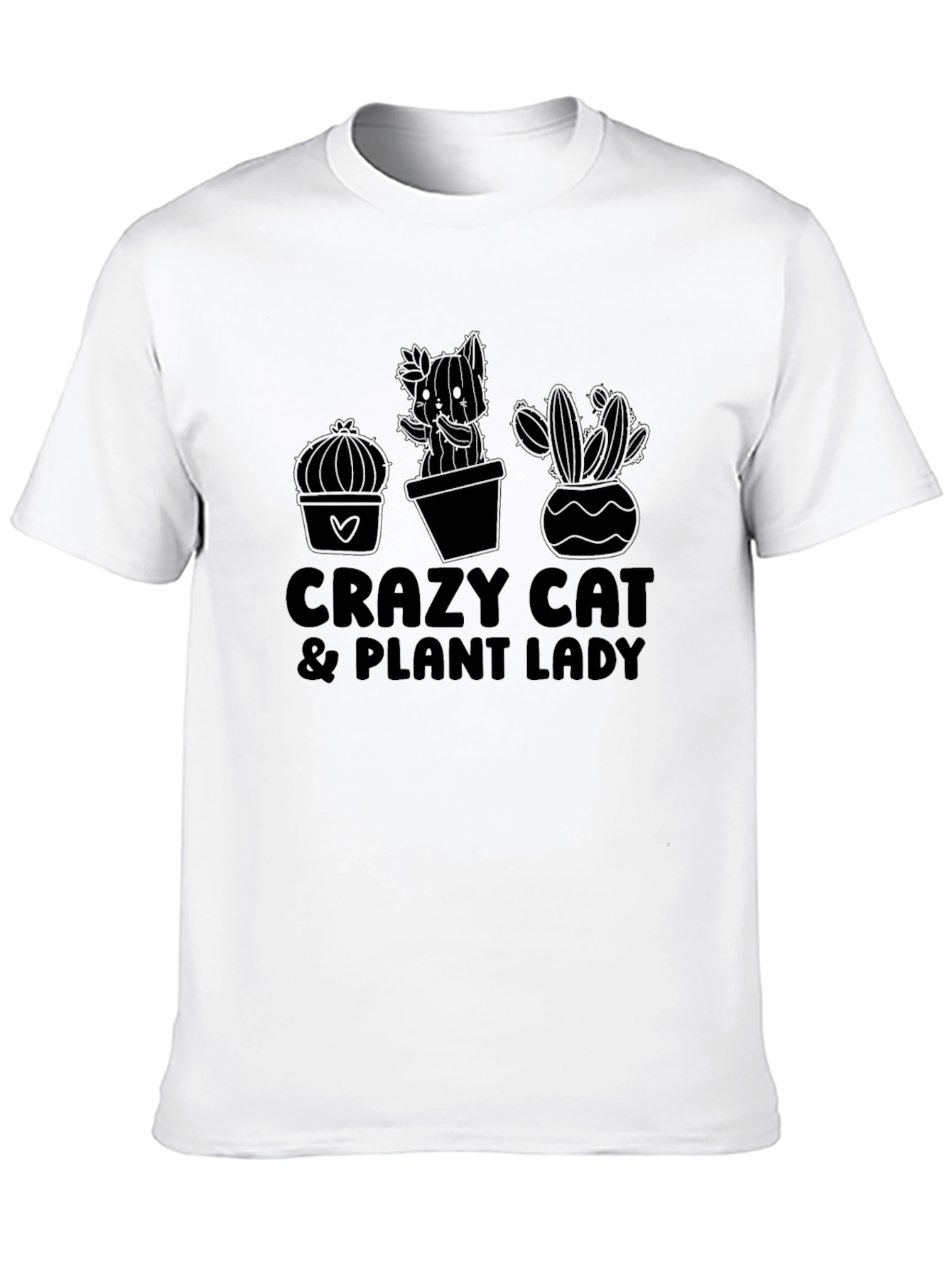 Crazy Cat & Plant Lady Black Graphic Tee