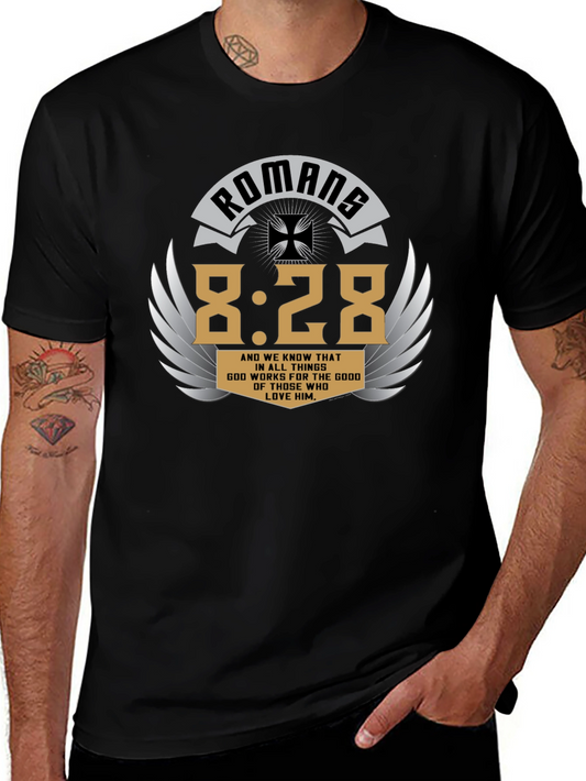Romans 8:28 Graphic T-Shirt - Christian Scripture Tee