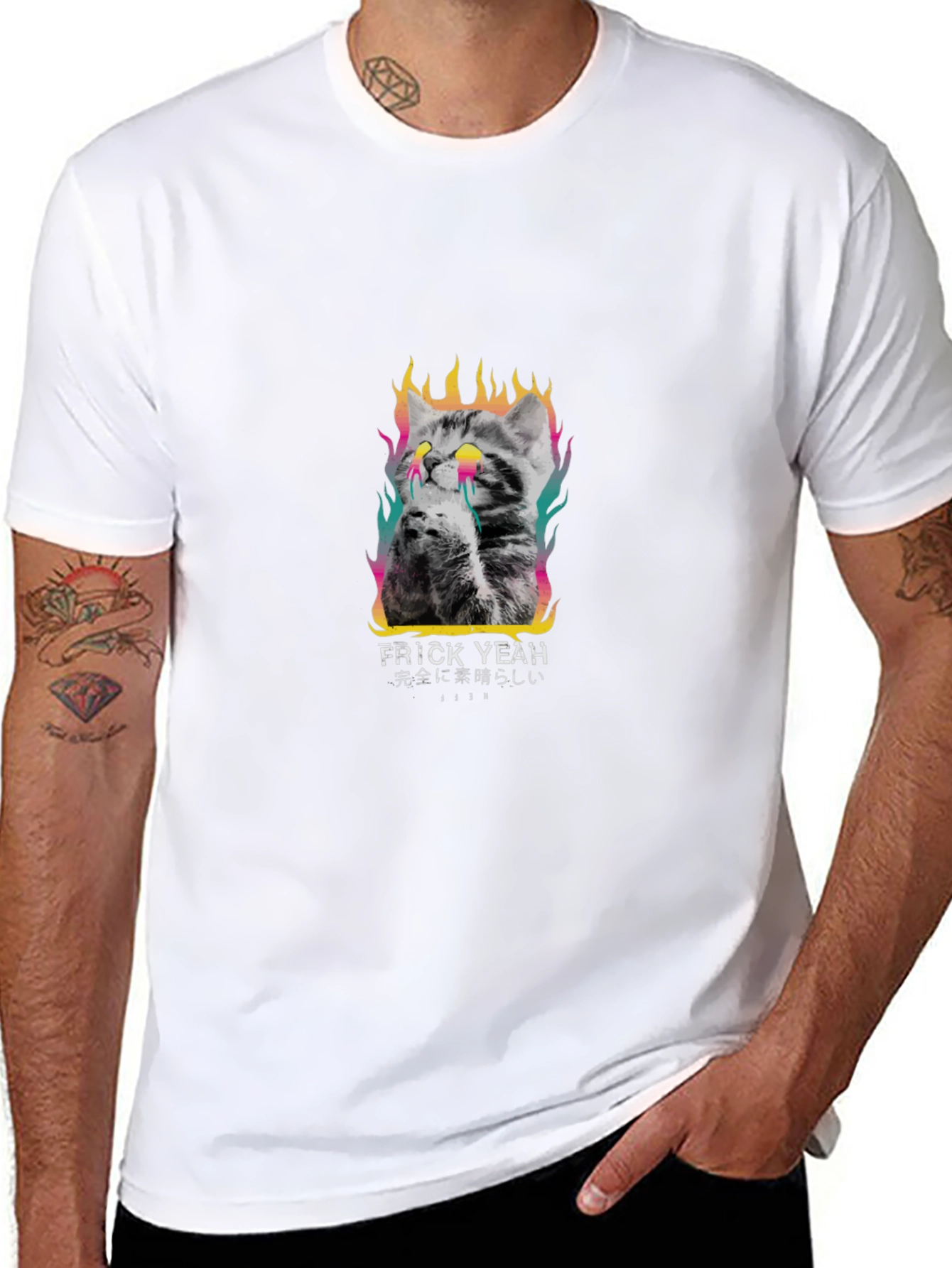 Frick Yeah Cat Tee - Trendy Graphic Print T-Shirt