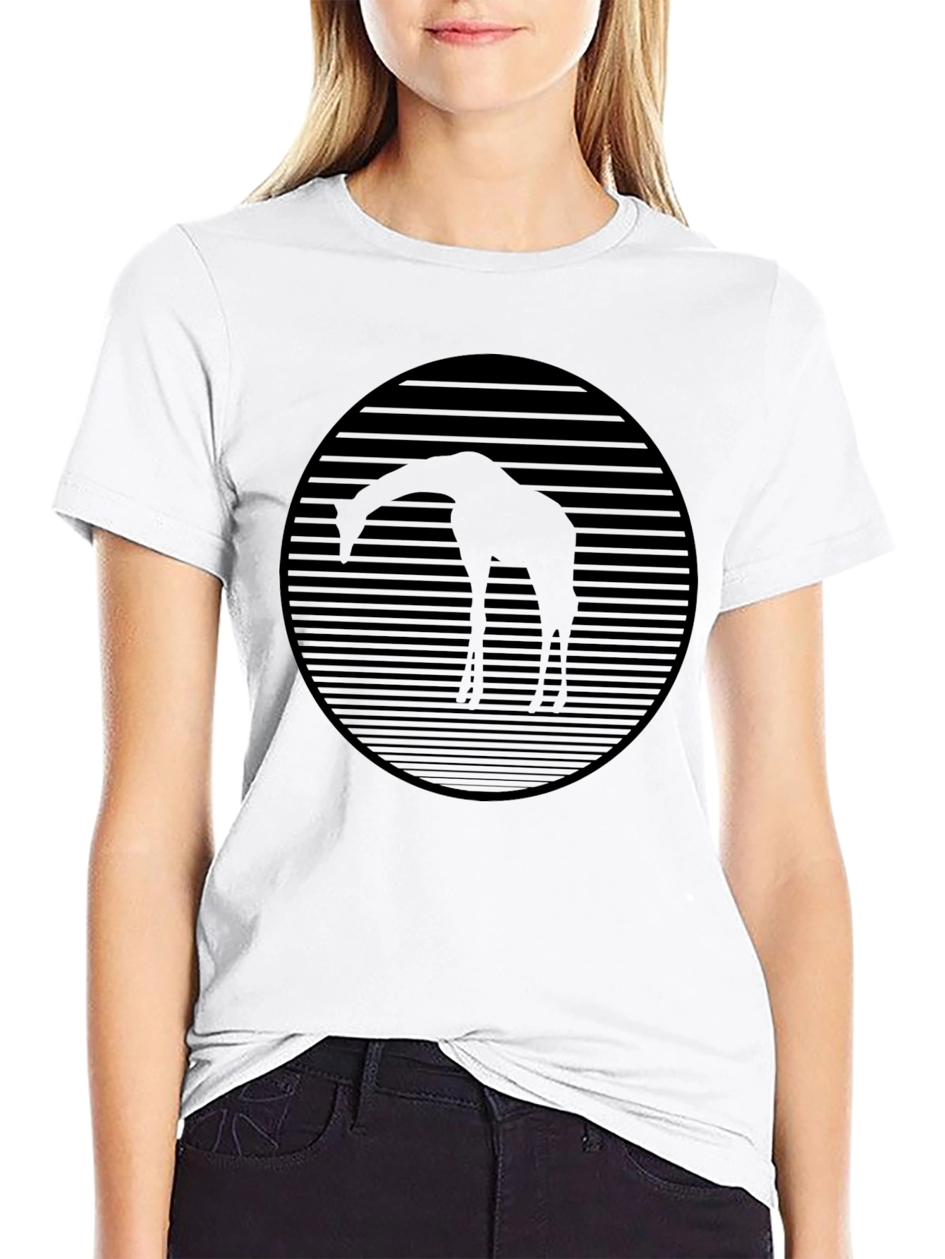 Giraffe Silhouette Graphic Tee - Black