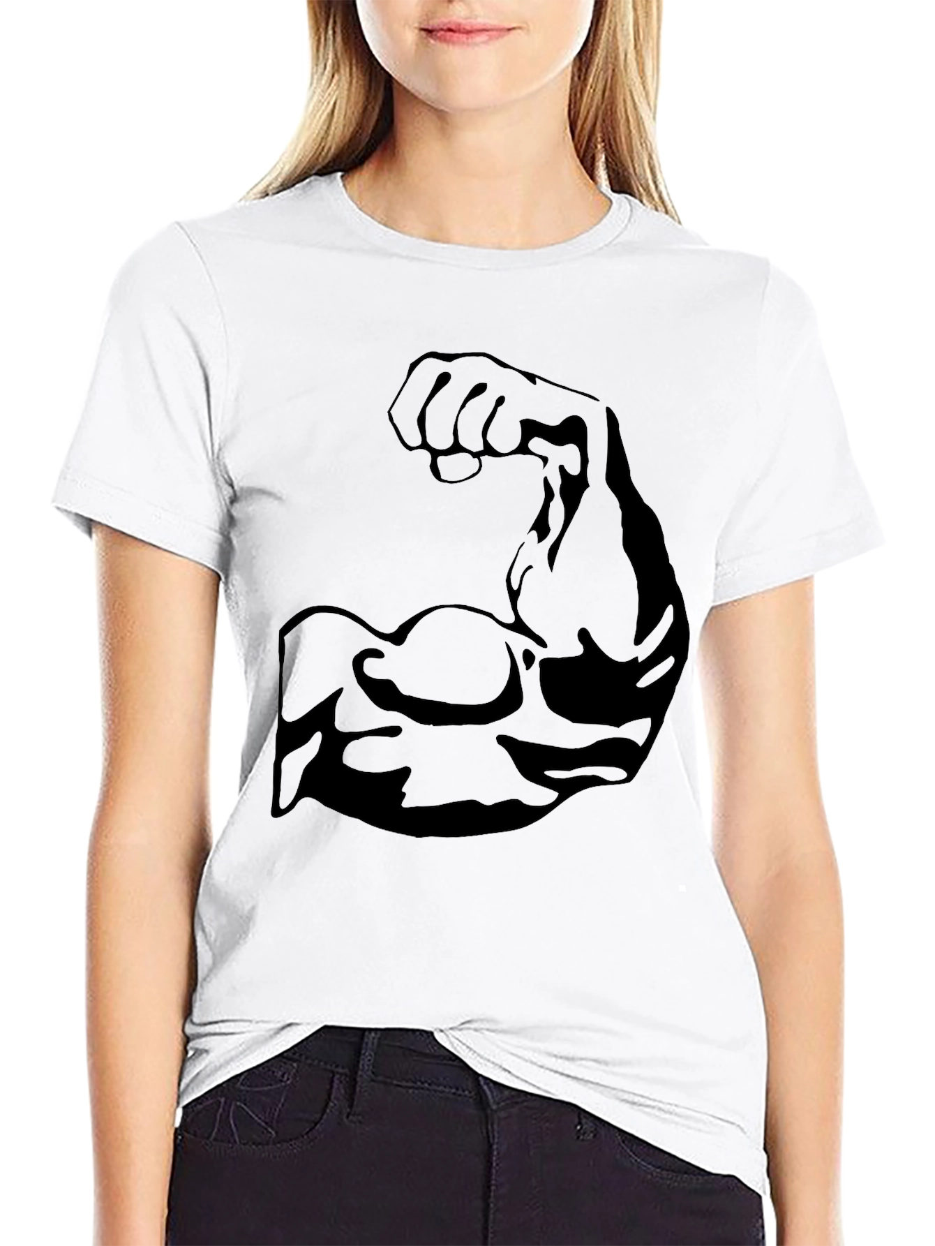 Muscle Arm Graphic Black T-Shirt