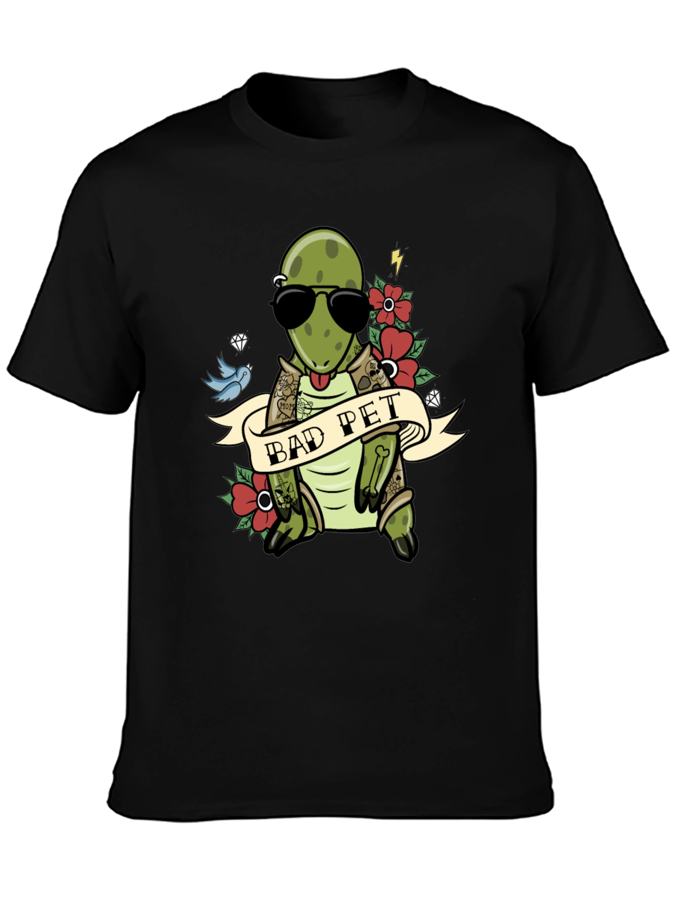 Bad Pet Tattoo Style Graphic T-Shirt