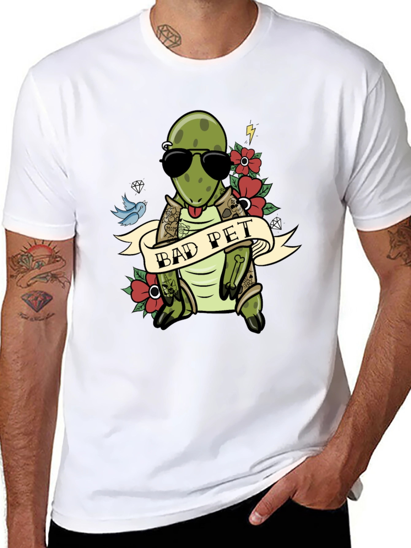 Bad Pet Tattoo Style Graphic T-Shirt