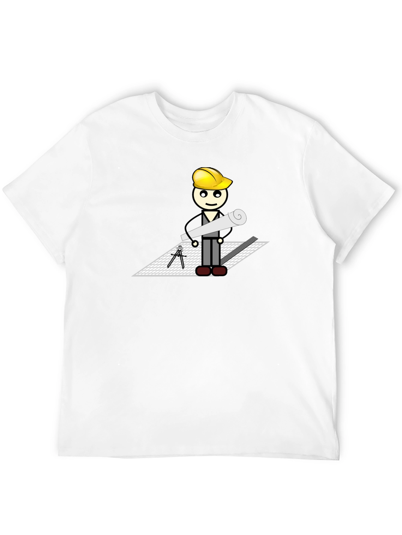 Cartoon Architect on Black T-Shirt