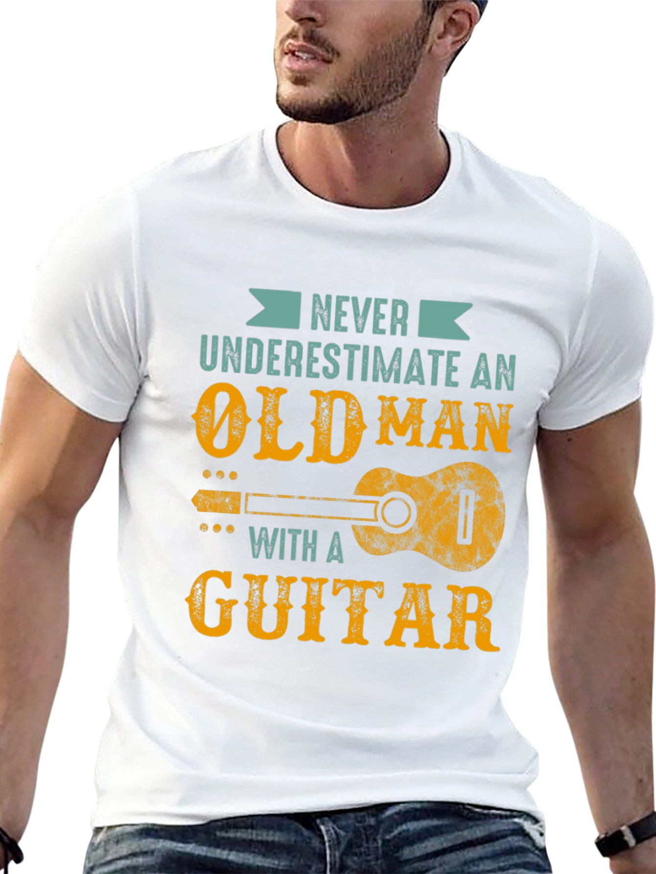 Never Underestimate Old Man Guitar T-Shirt