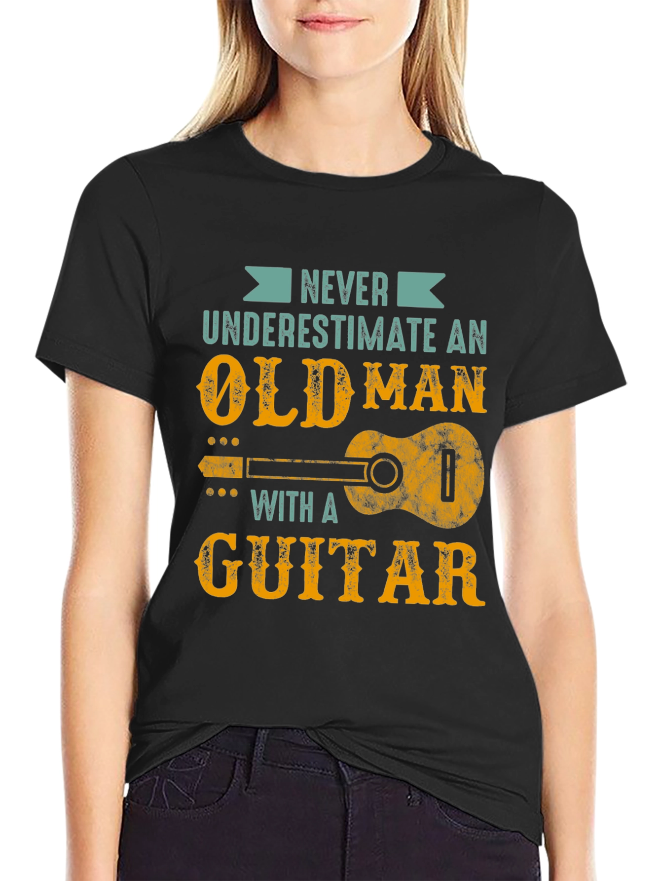 Never Underestimate Old Man Guitar T-Shirt