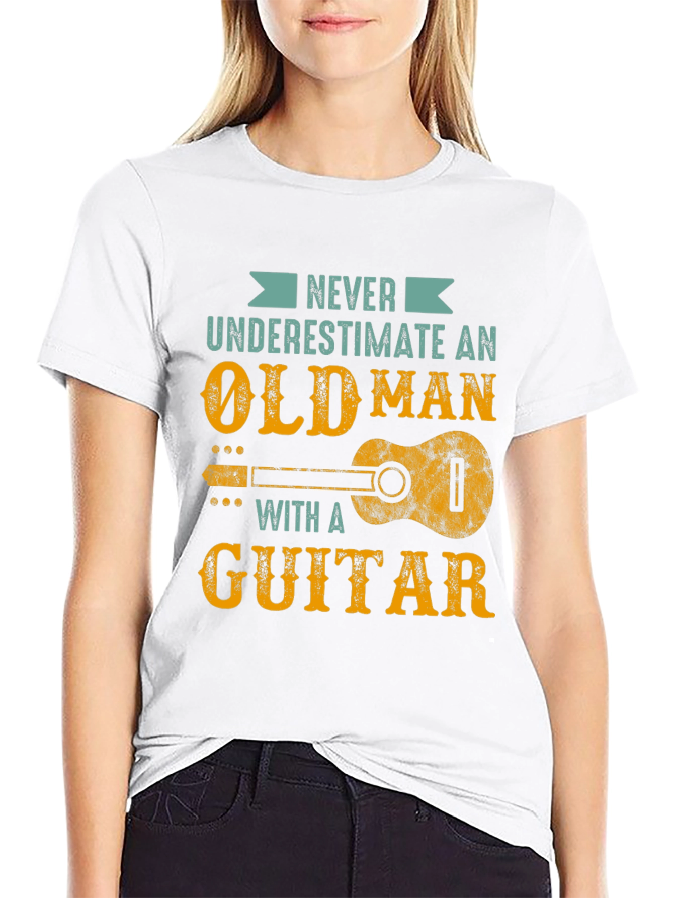 Never Underestimate Old Man Guitar T-Shirt