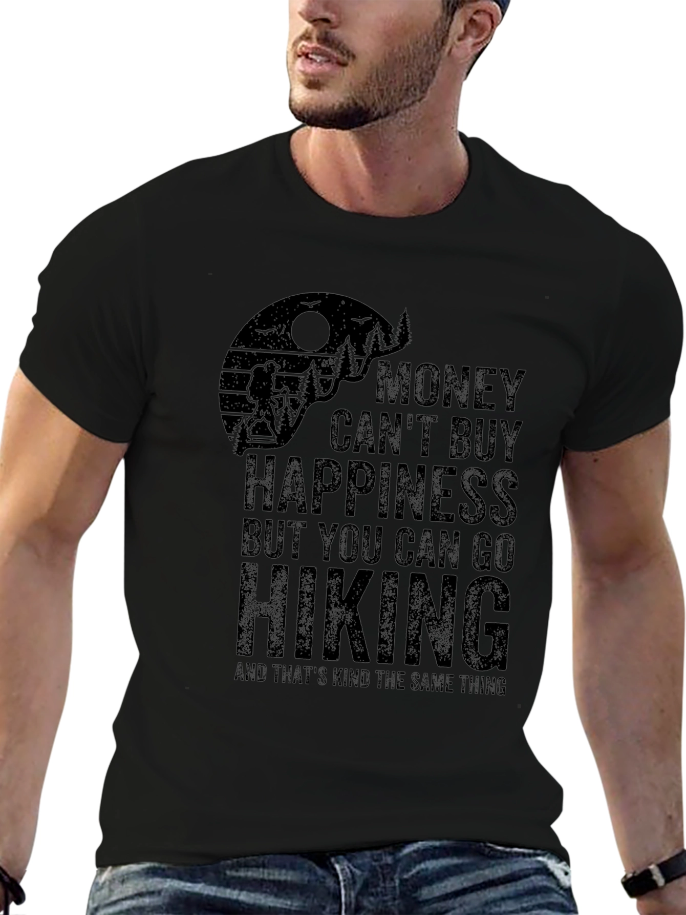 Money Cant Buy Hiking Black Graphic T-Shirt