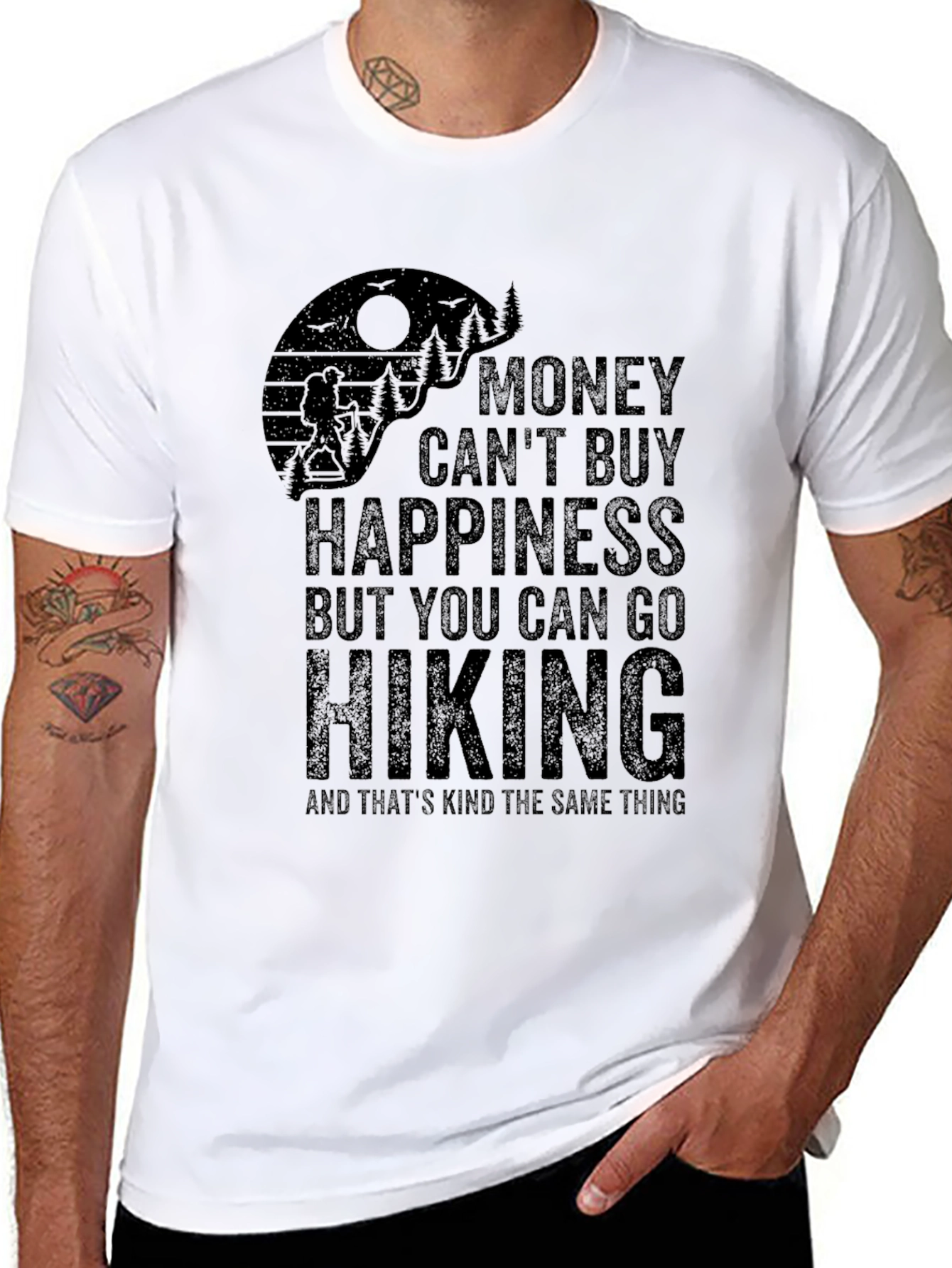 Money Cant Buy Hiking Black Graphic T-Shirt