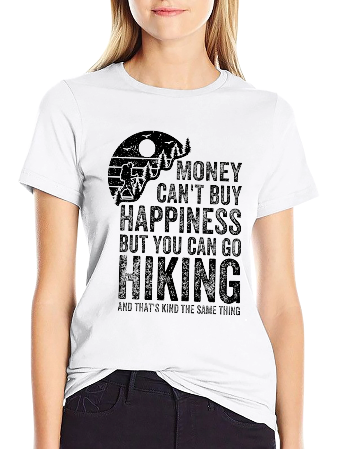Money Cant Buy Hiking Black Graphic T-Shirt