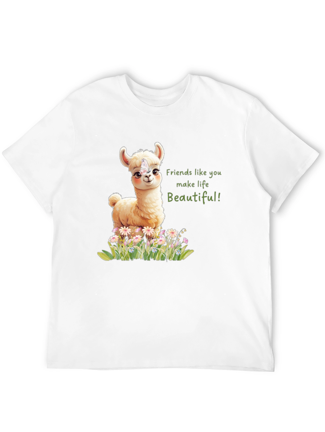 Cute Llama & Butterfly Friends Make Life Beautiful T-Shirt