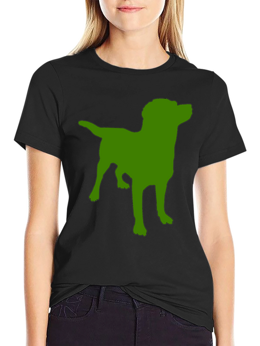 Dog Silhouette Graphic Tee - Black Cotton Casual Shirt