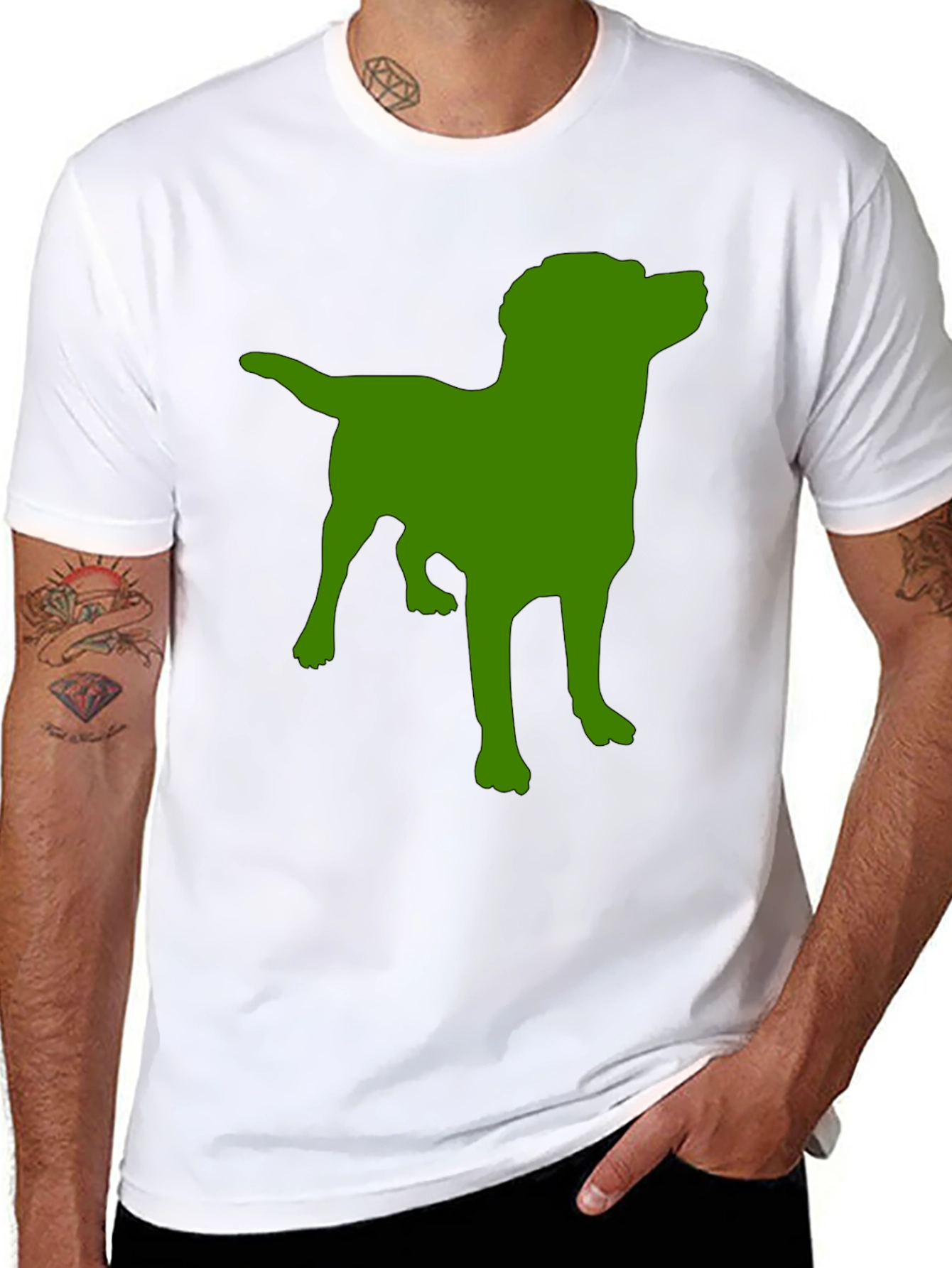 Dog Silhouette Graphic Tee - Black Cotton Casual Shirt