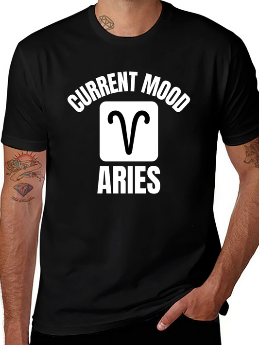 Aries Zodiac Current Mood Graphic Tee - Black