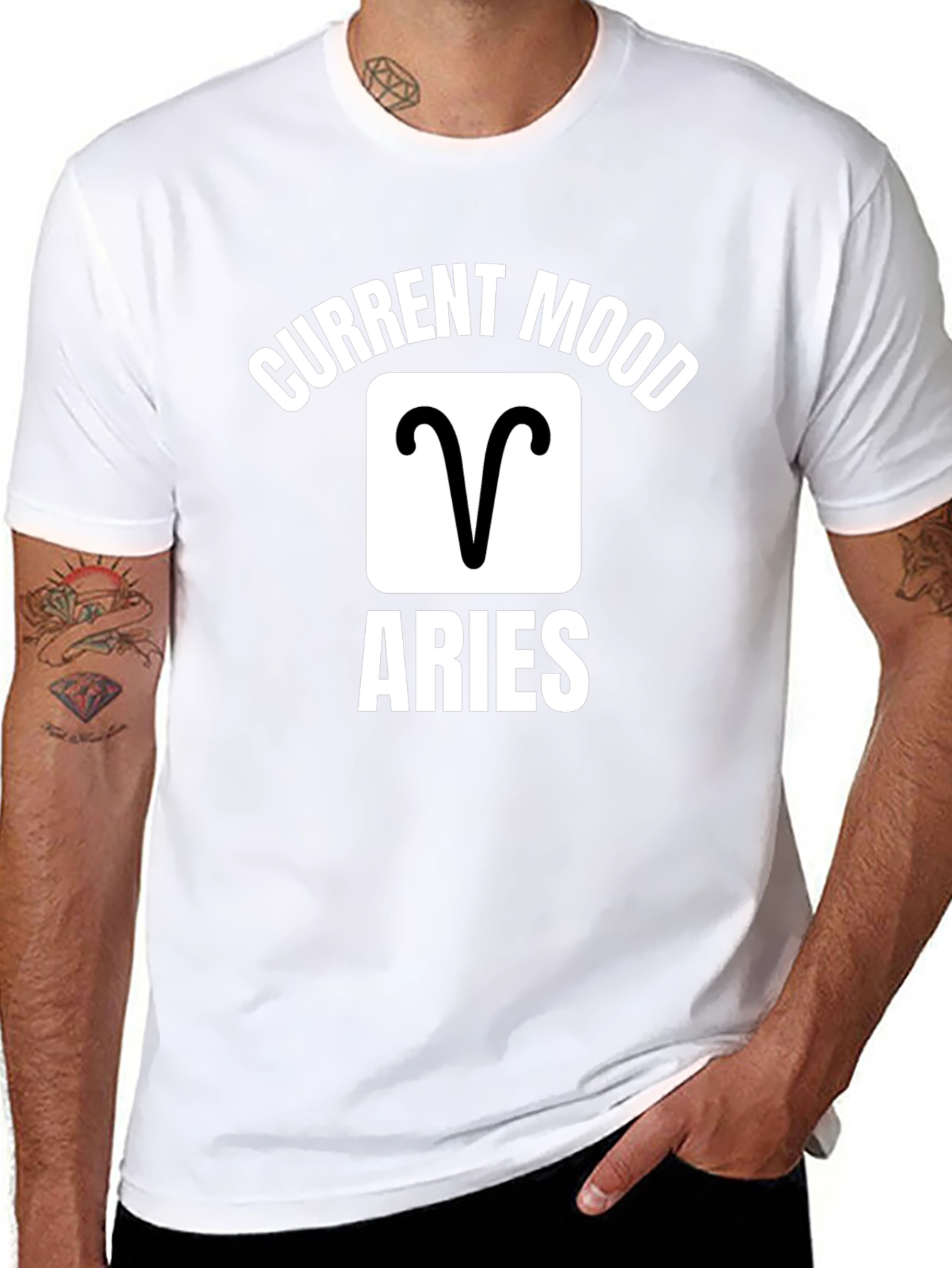 Aries Zodiac Current Mood Graphic Tee - Black