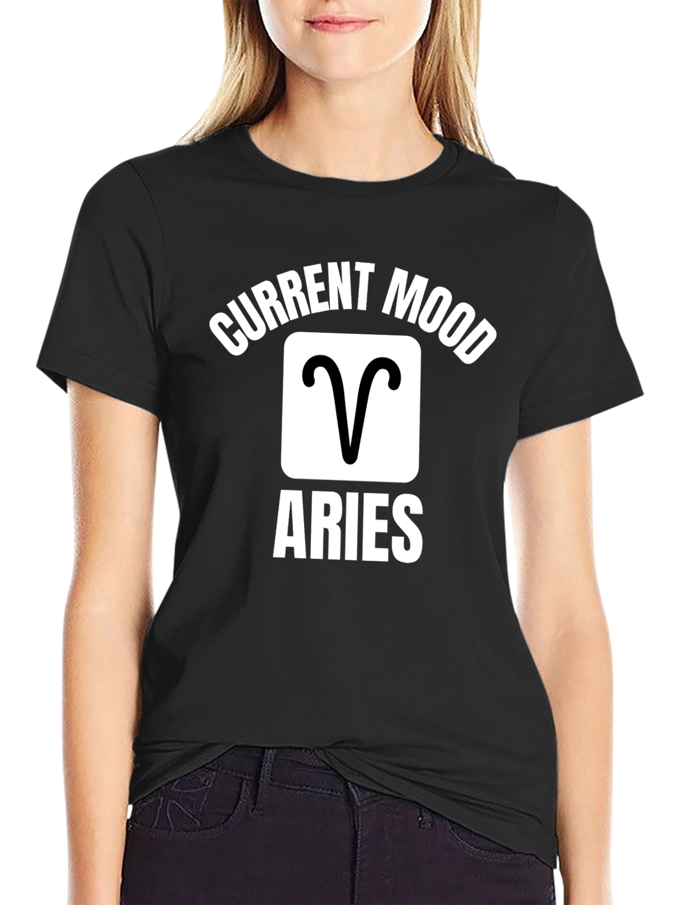 Aries Zodiac Current Mood Graphic Tee - Black