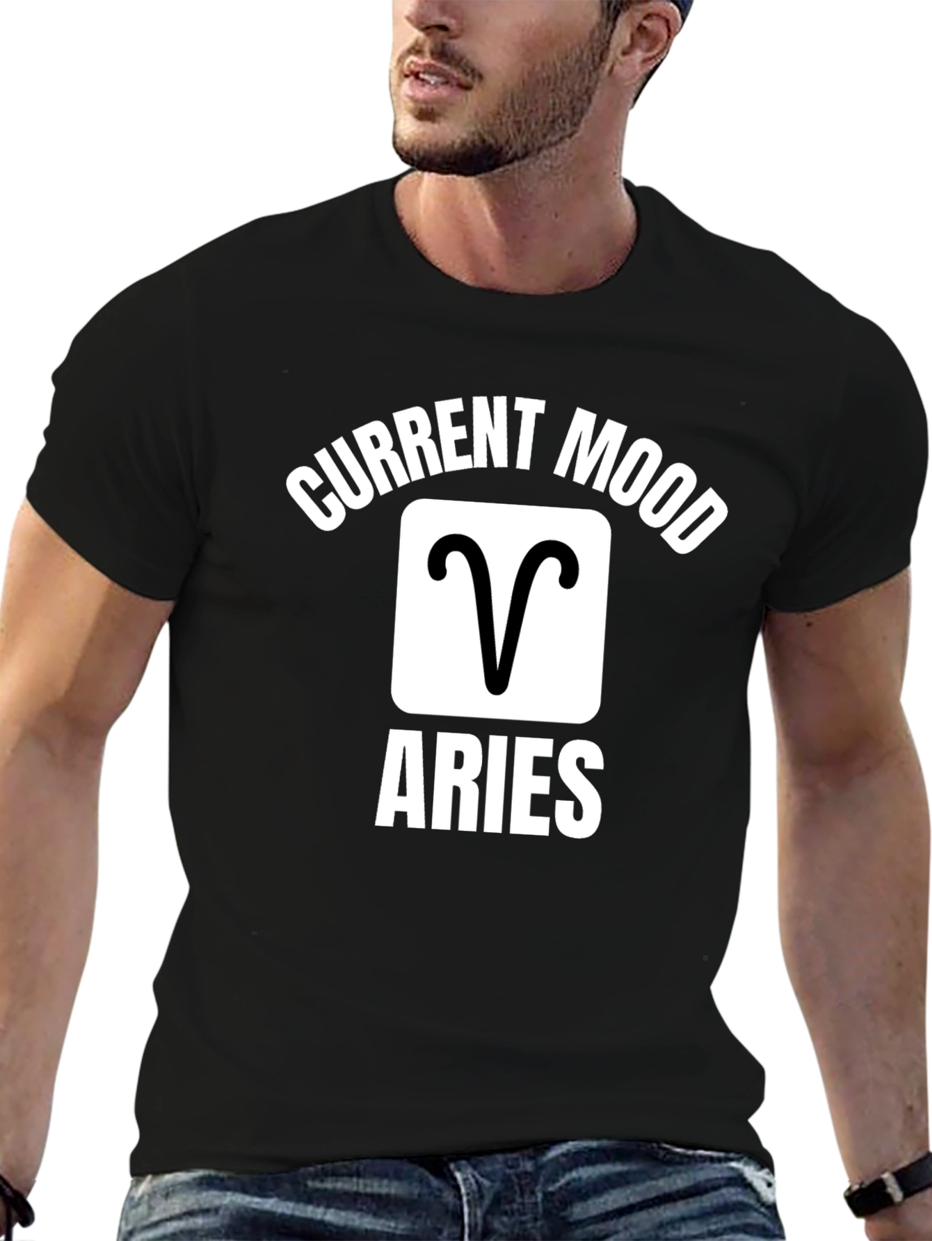 Aries Zodiac Current Mood Graphic Tee - Black