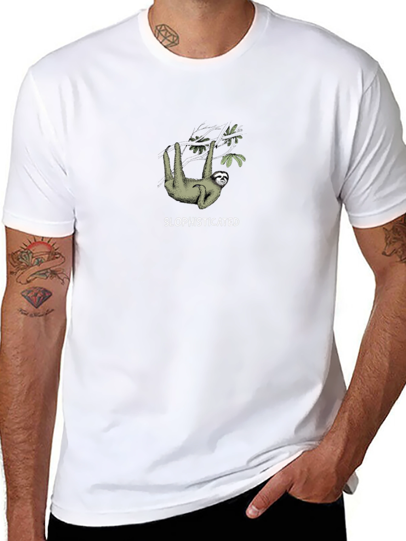 Sloth-isticated Black Cotton Tee