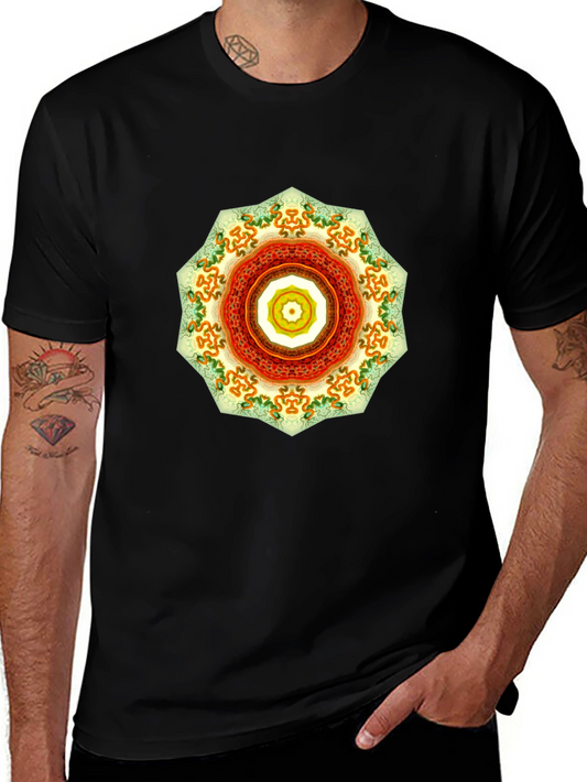 Mens Black Tee with Mandala Design