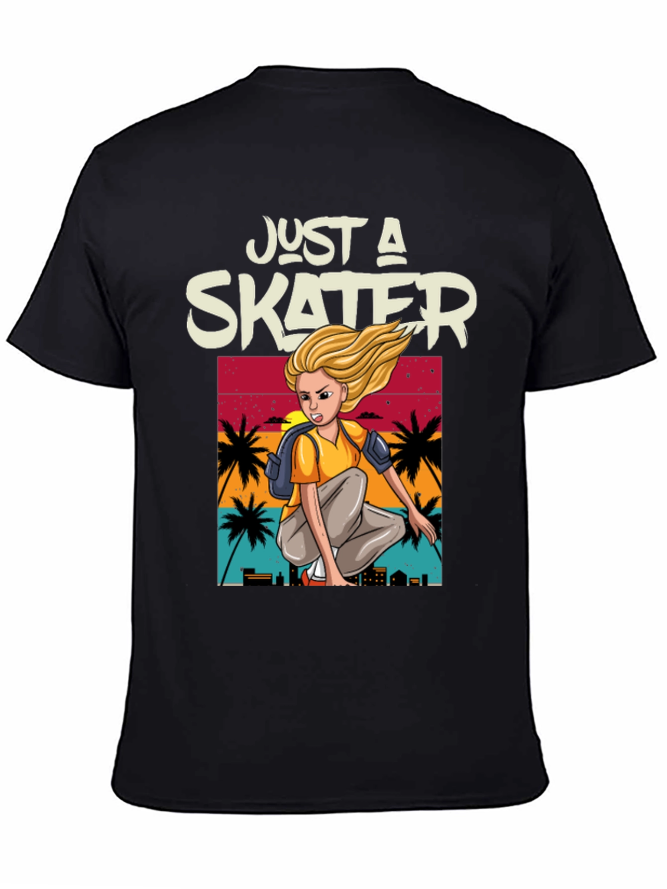Just a Skater Graphic Tee - Palm Sunset Design