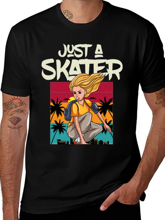 Just a Skater Graphic Tee - Palm Sunset Design