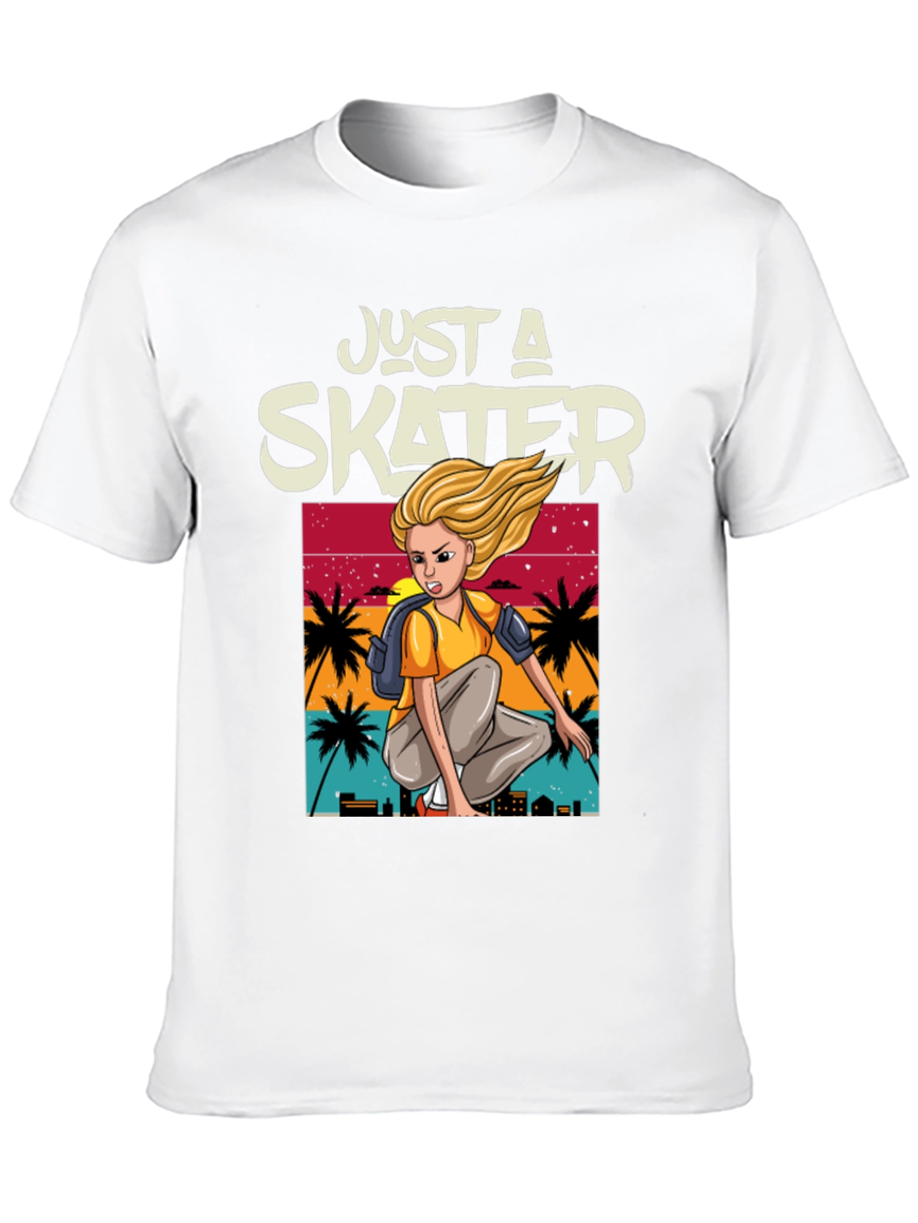 Just a Skater Graphic Tee - Palm Sunset Design