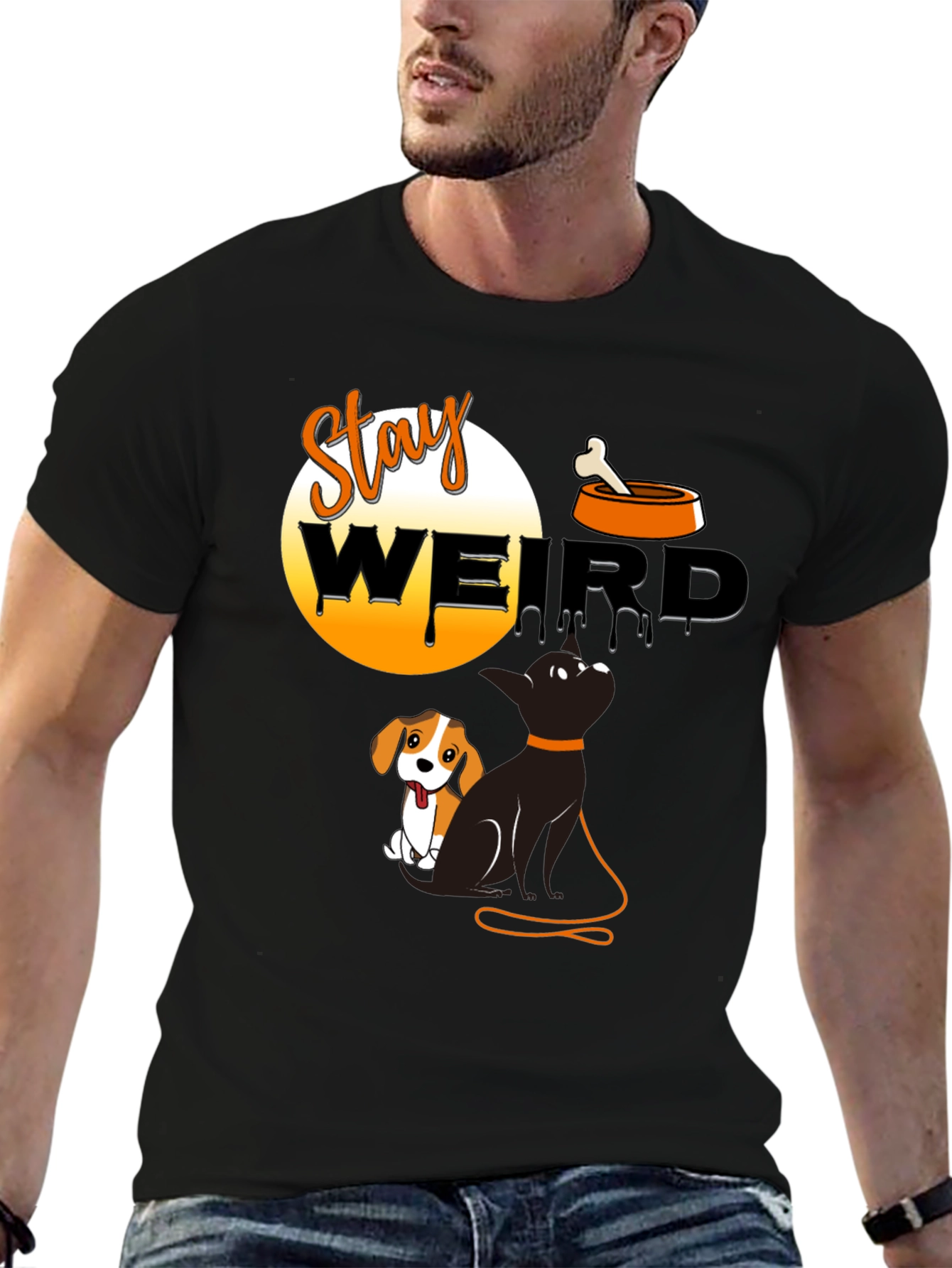 Stay Weird T-Shirt Cat and Dog