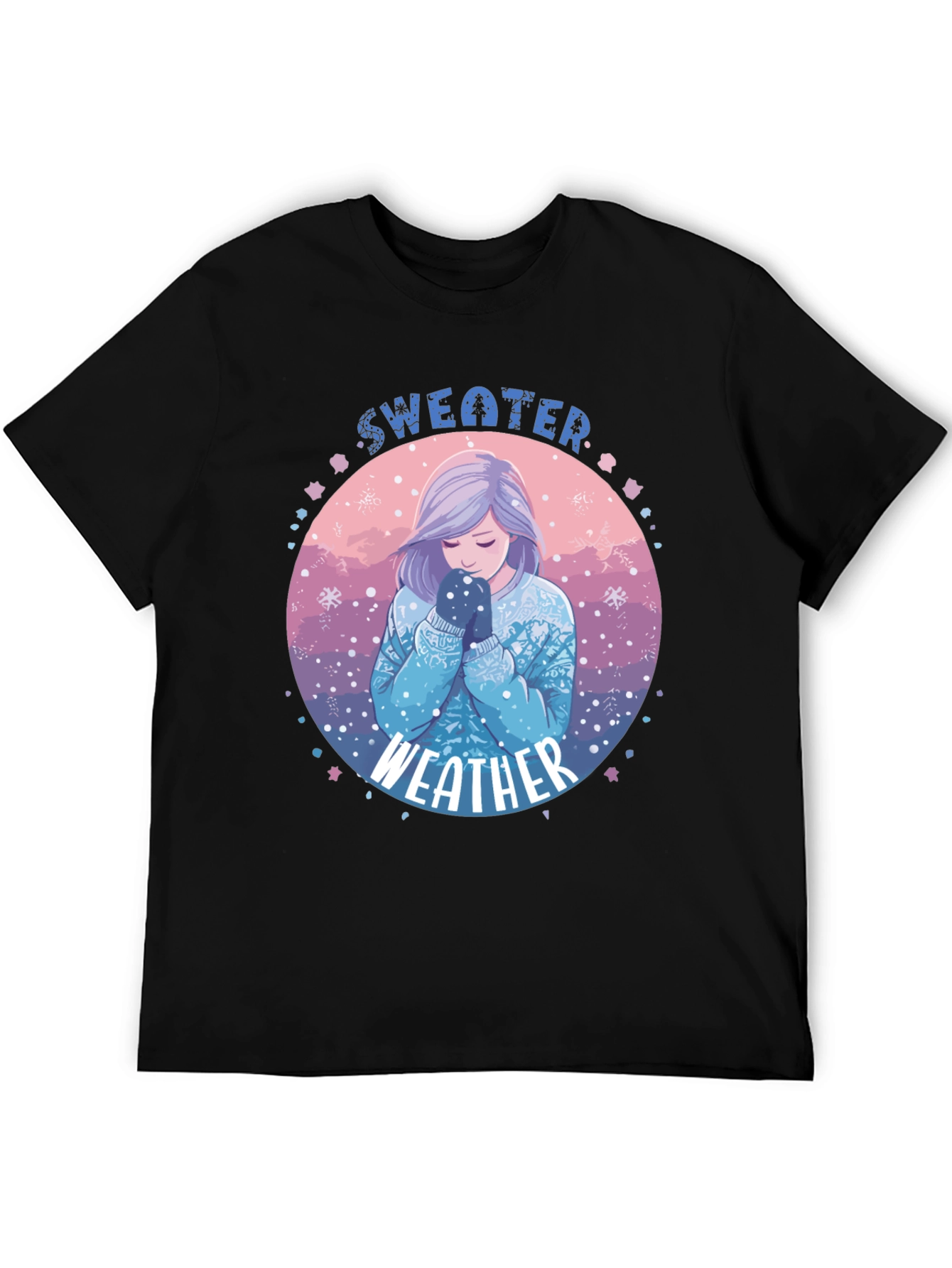 Sweater Weather Graphic T-Shirt - Cozy Anime Girl Design