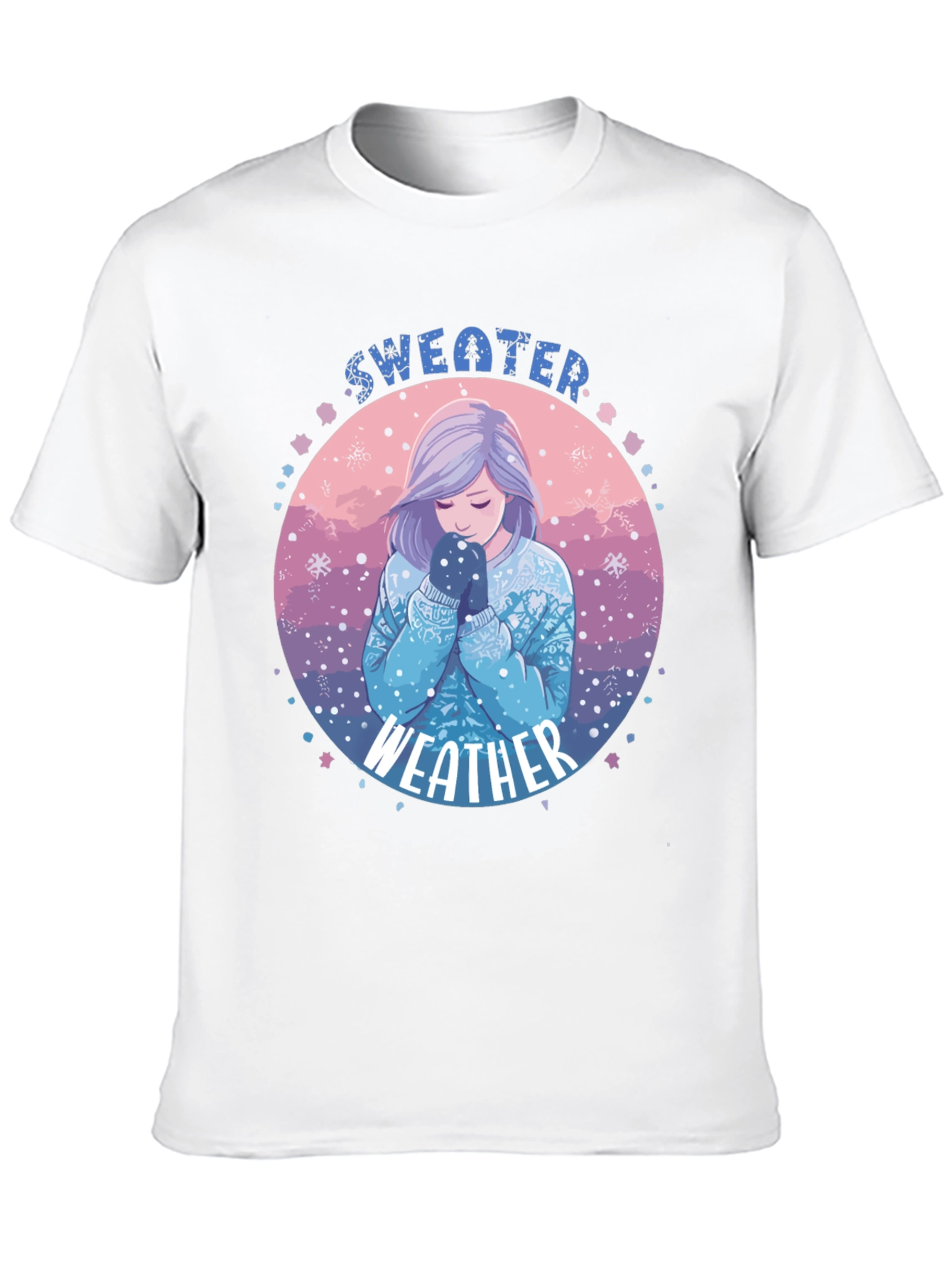 Sweater Weather Graphic T-Shirt - Cozy Anime Girl Design