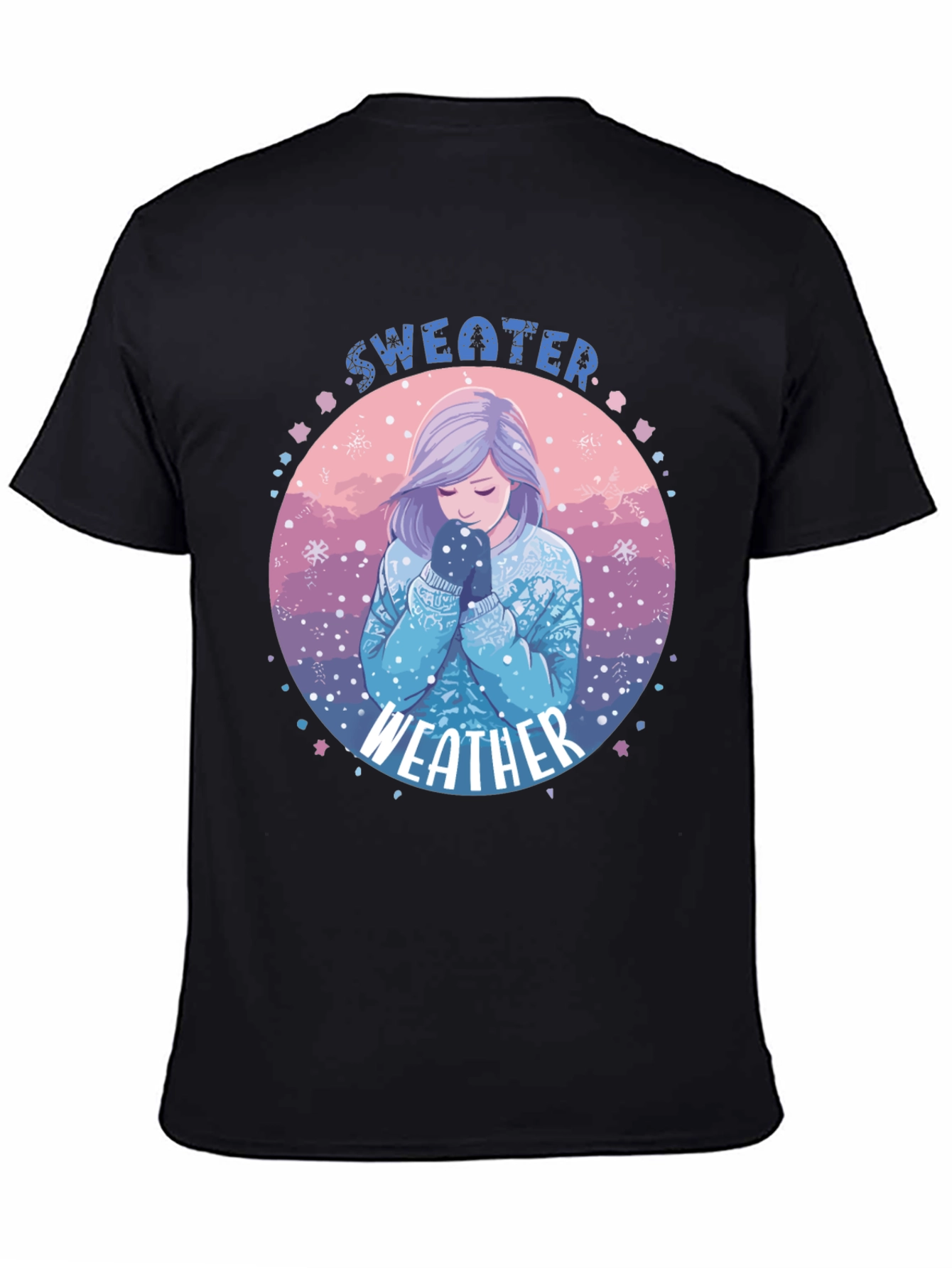 Sweater Weather Graphic T-Shirt - Cozy Anime Girl Design