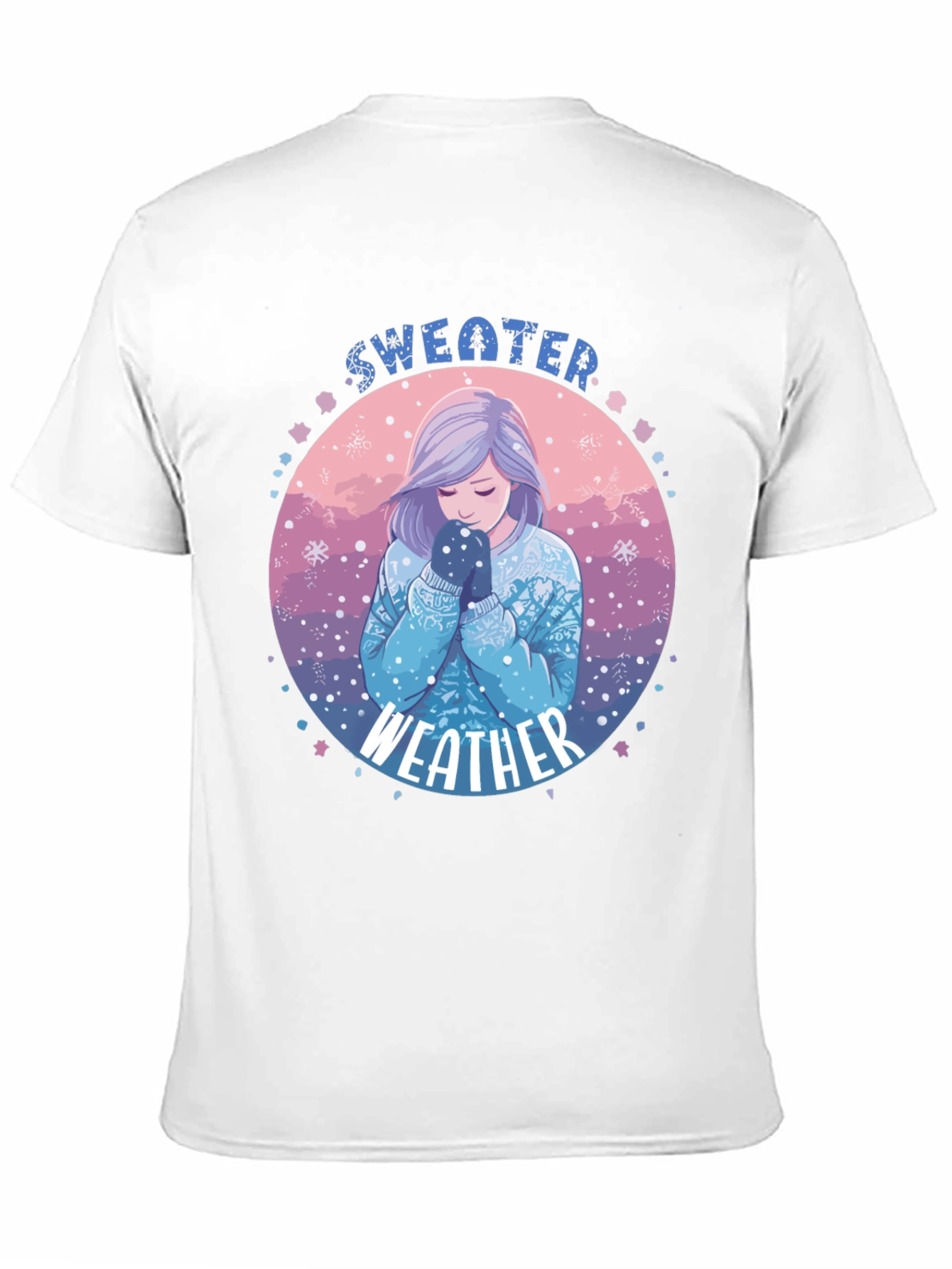 Sweater Weather Graphic T-Shirt - Cozy Anime Girl Design