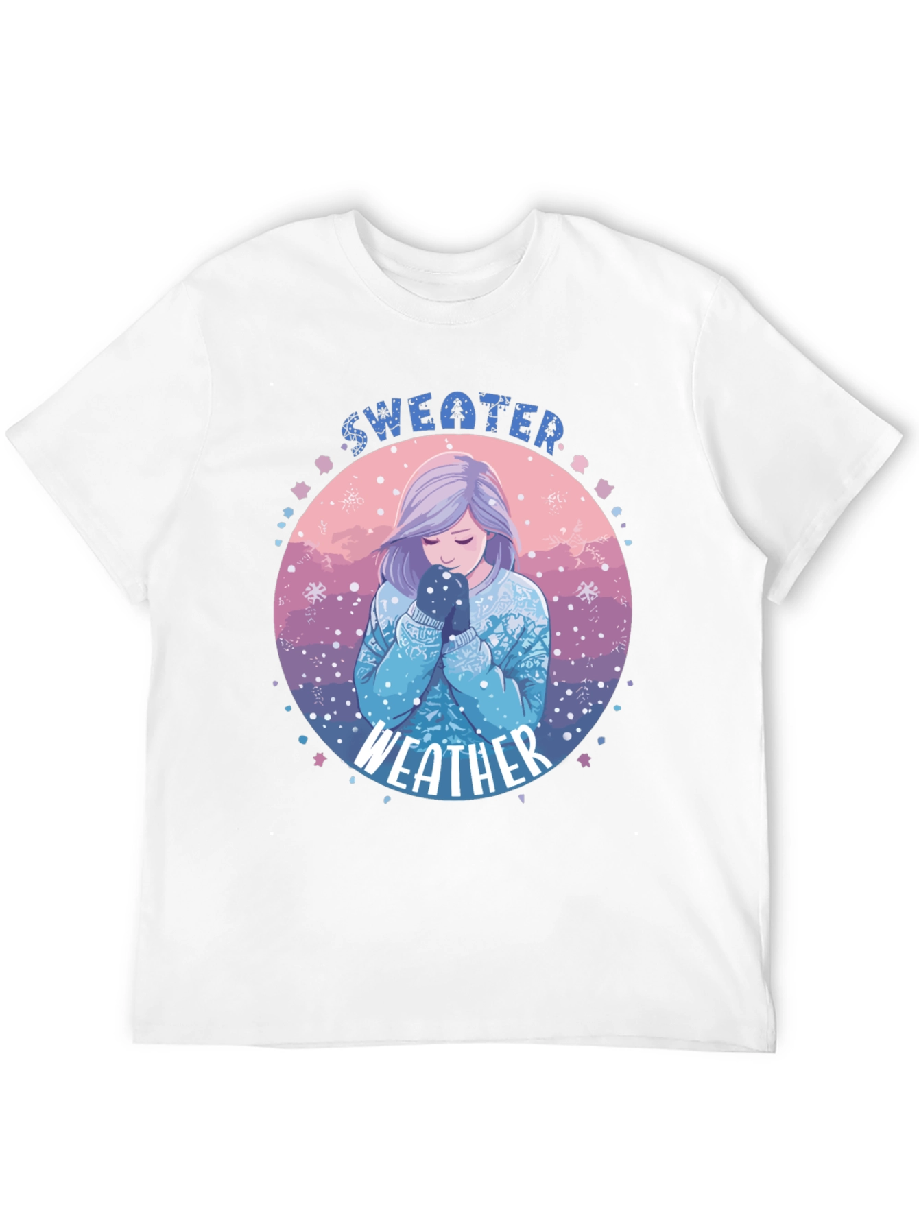 Sweater Weather Graphic T-Shirt - Cozy Anime Girl Design