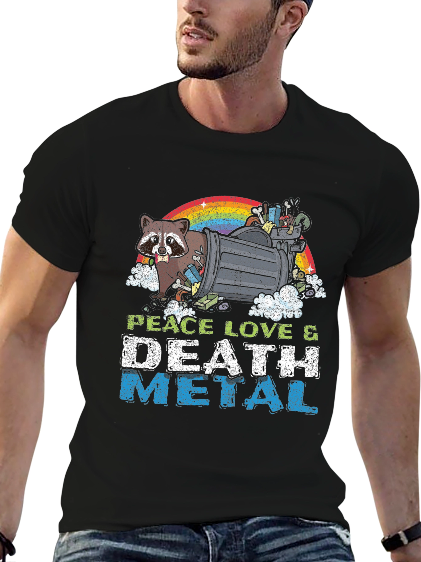 Peace Love Death Metal Raccoon T-Shirt