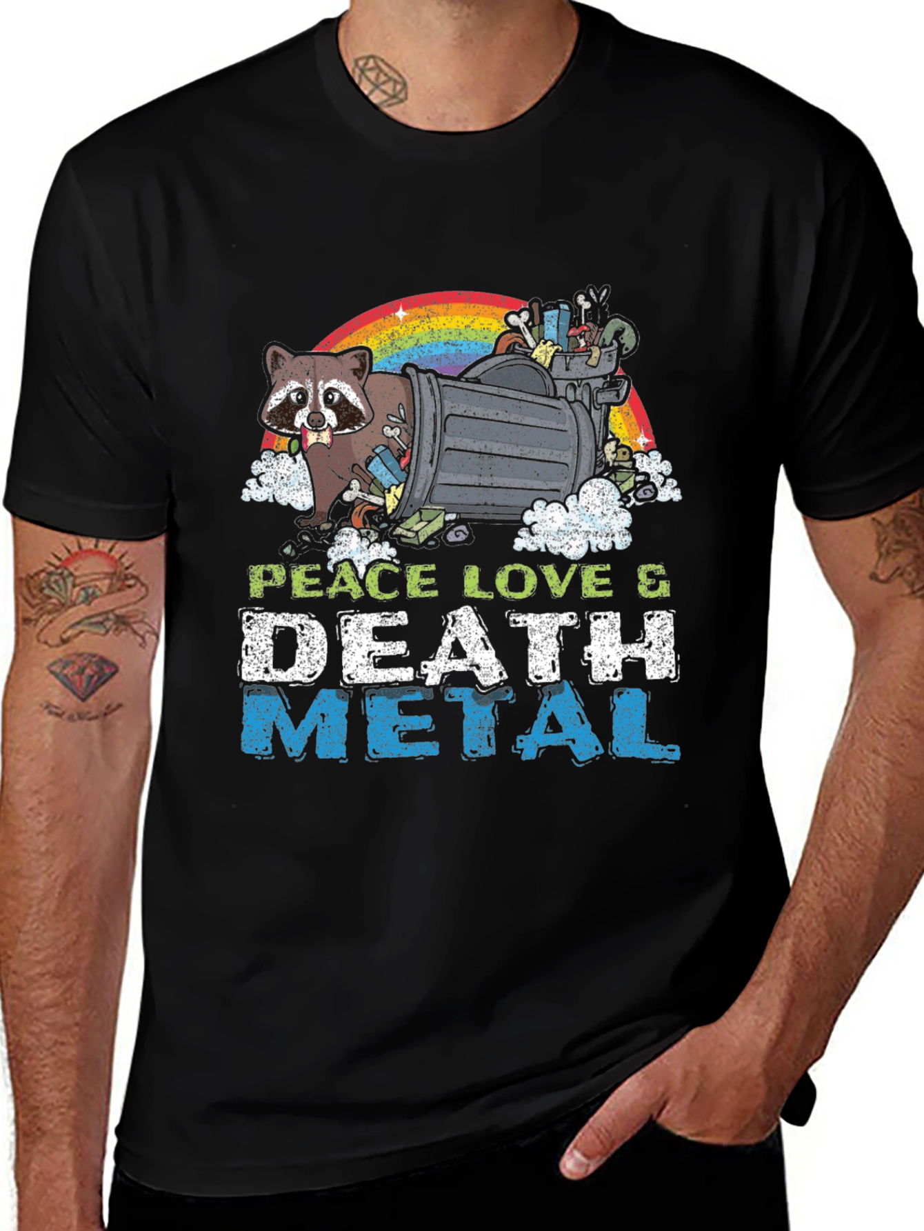 Peace Love Death Metal Raccoon T-Shirt